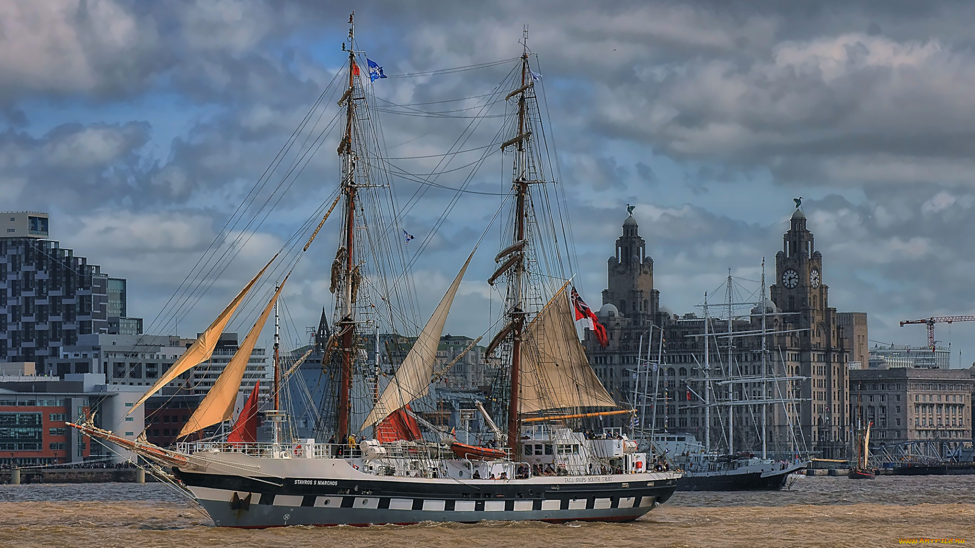 корабли, парусники, паруса, снасти, мачты