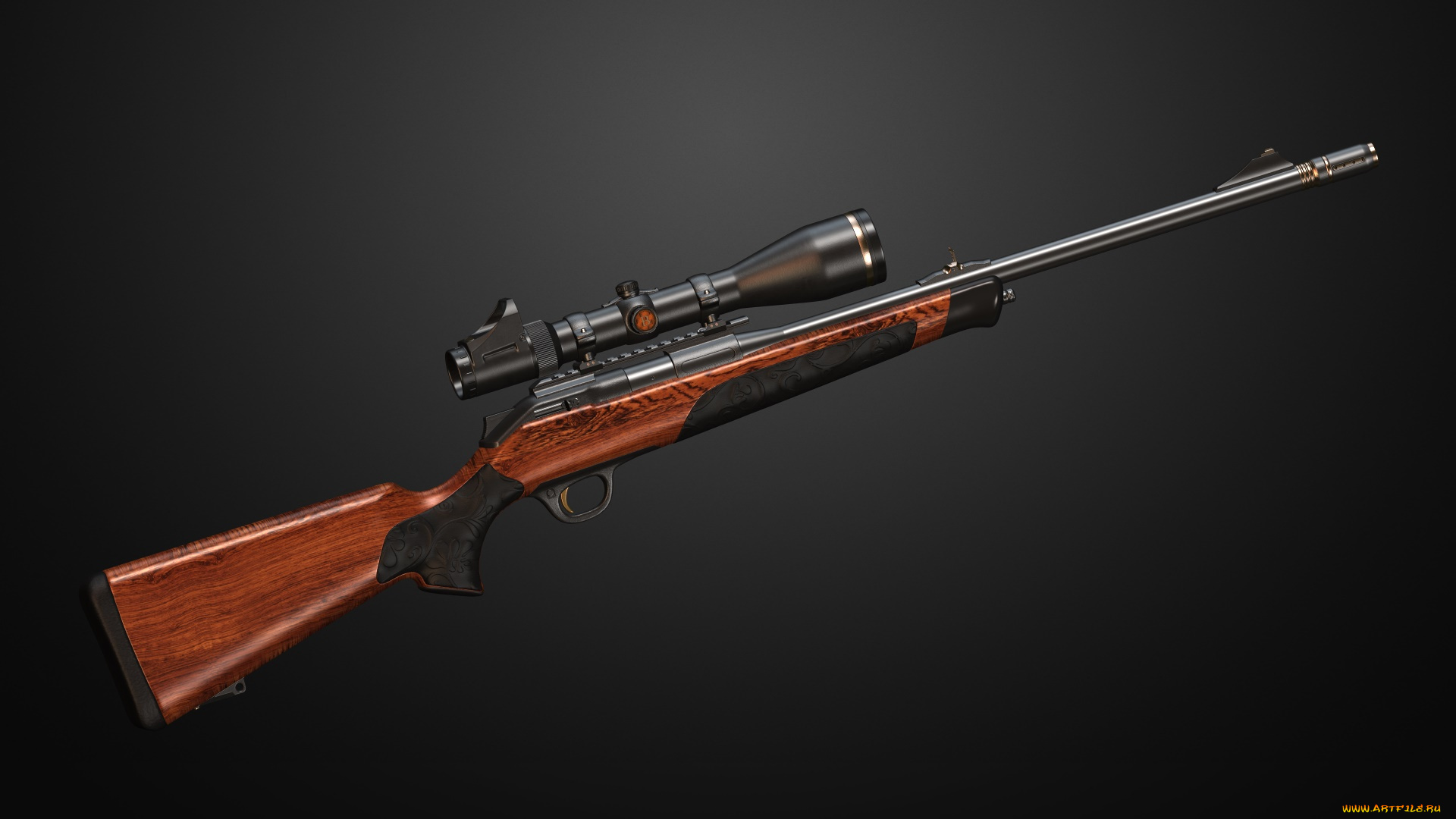 оружие, 3d, фон, винтовка