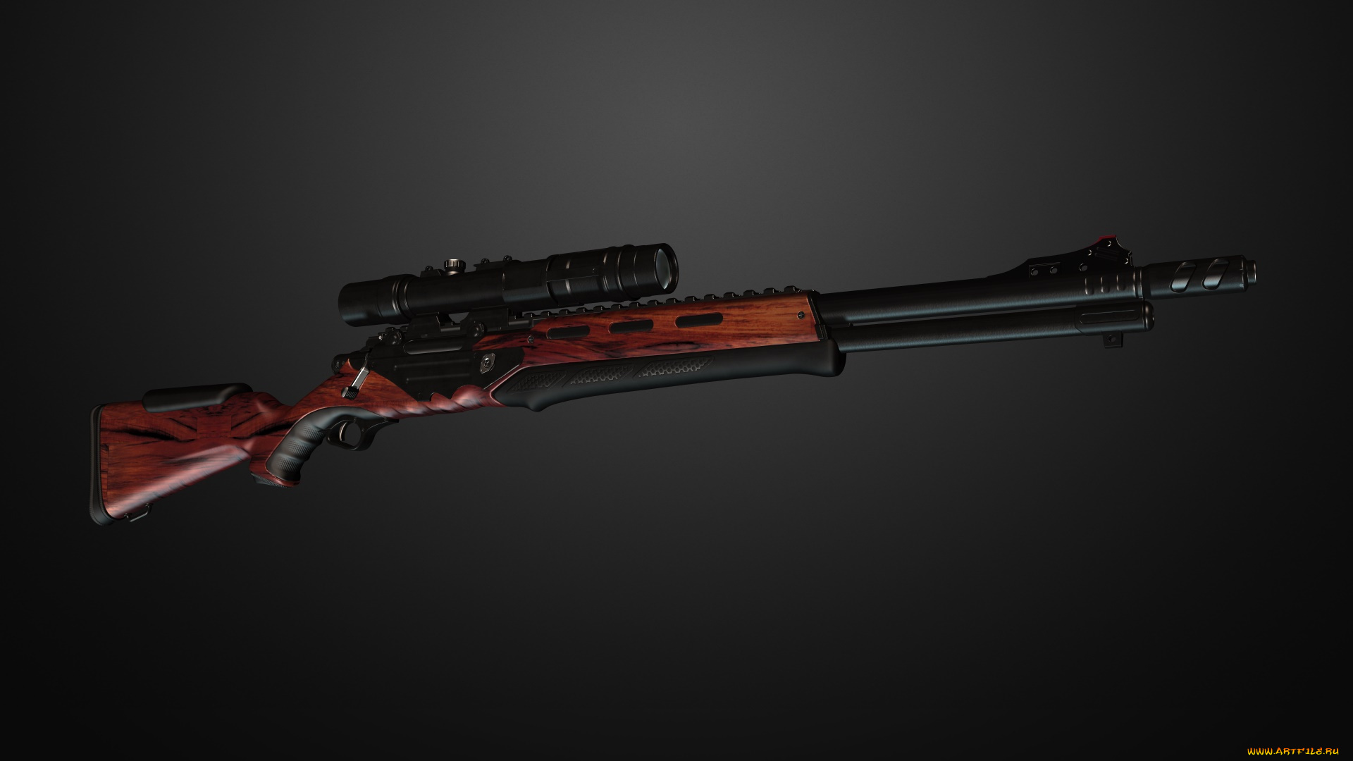 оружие, 3d, фон, винтовка