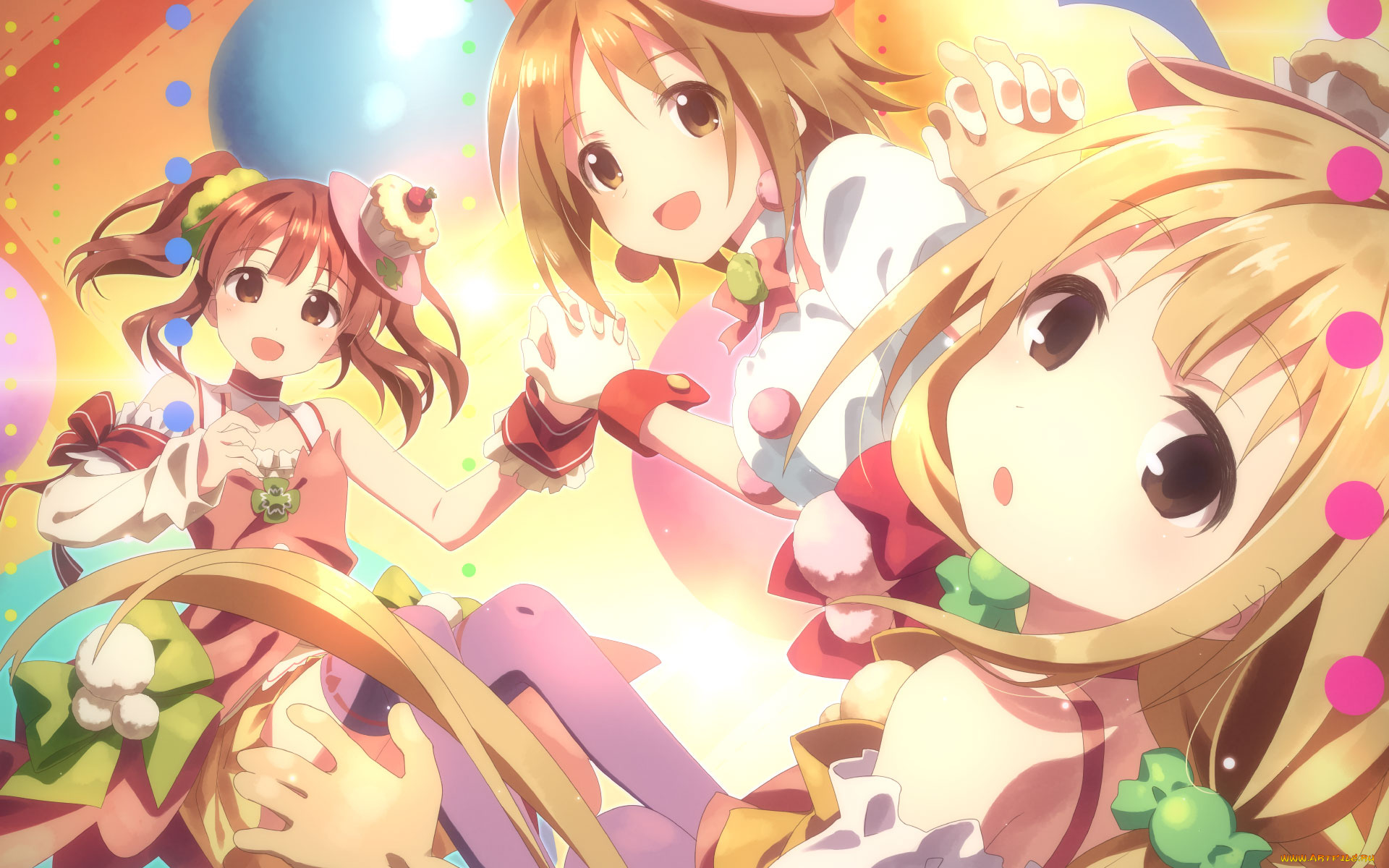 аниме, idolm@ster, мимура, фон, взгляд, девушки, юки, тацуя, канако, огата