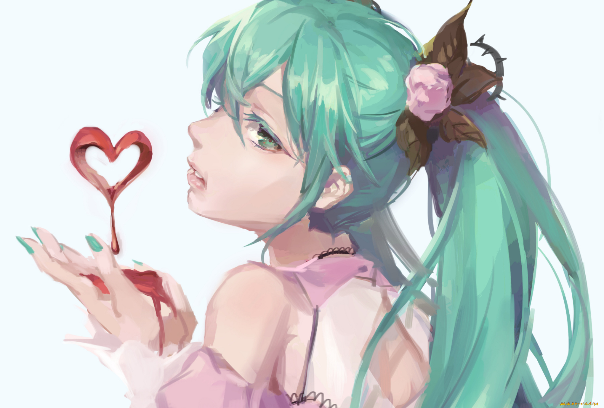 аниме, vocaloid, сердце, девушка, арт, hatsune, miku