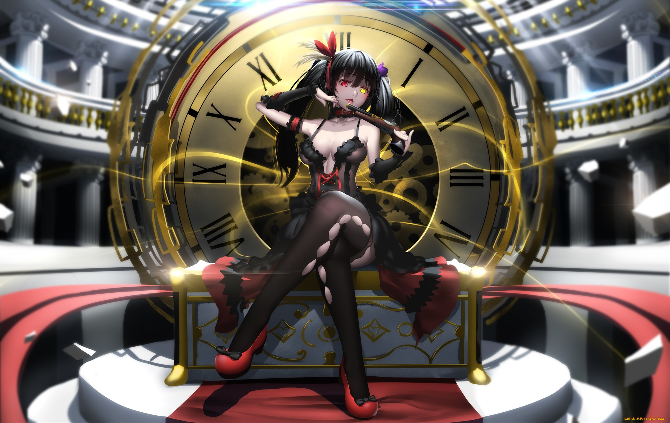 аниме, date, a, live, арт, hk-zxd0554, tokisaki, kurumi, часы, девушка, date, a, live