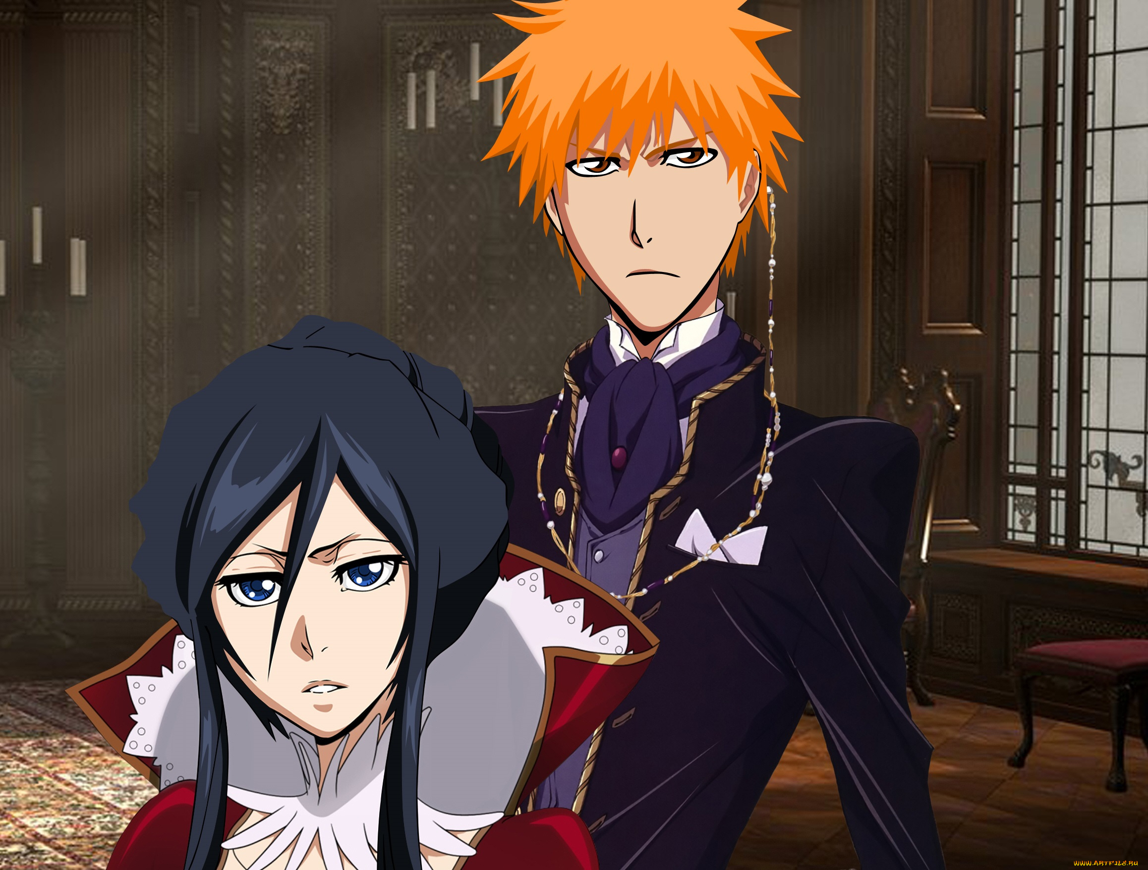 аниме, bleach, рукия, арт, ичиго, блич