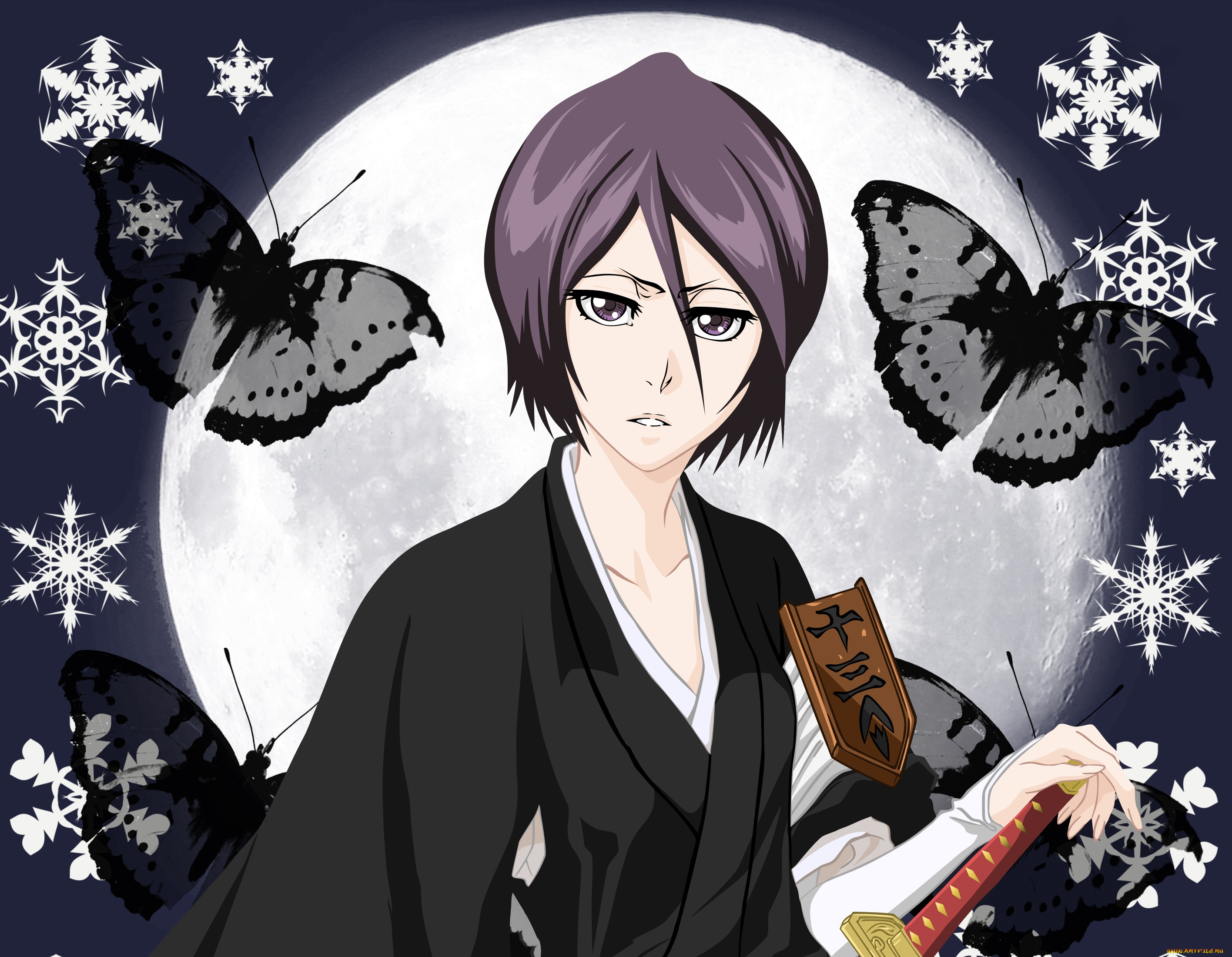 аниме, bleach, рукия, кучики, бабочки, арт, блич