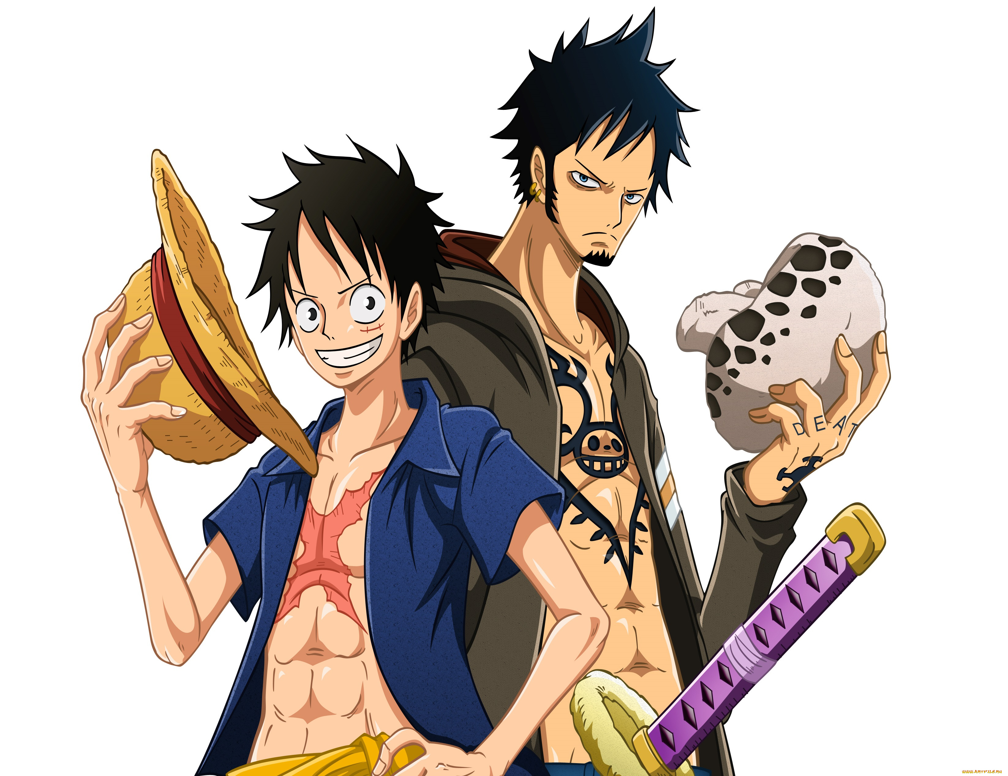 аниме, one, piece, шляпа, большой, куш, парни, арт