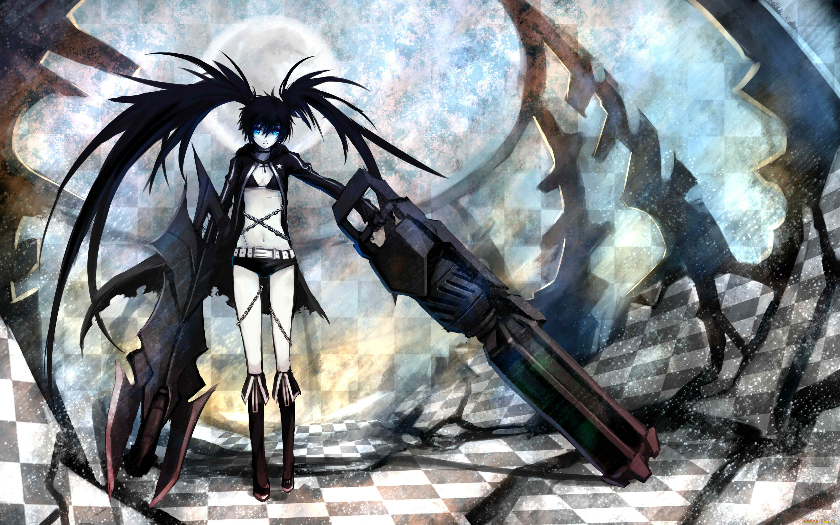 аниме, black, rock, shooter, black, rock, shooter, kuroi, mato, kbk1234, арт, девушка, оружие