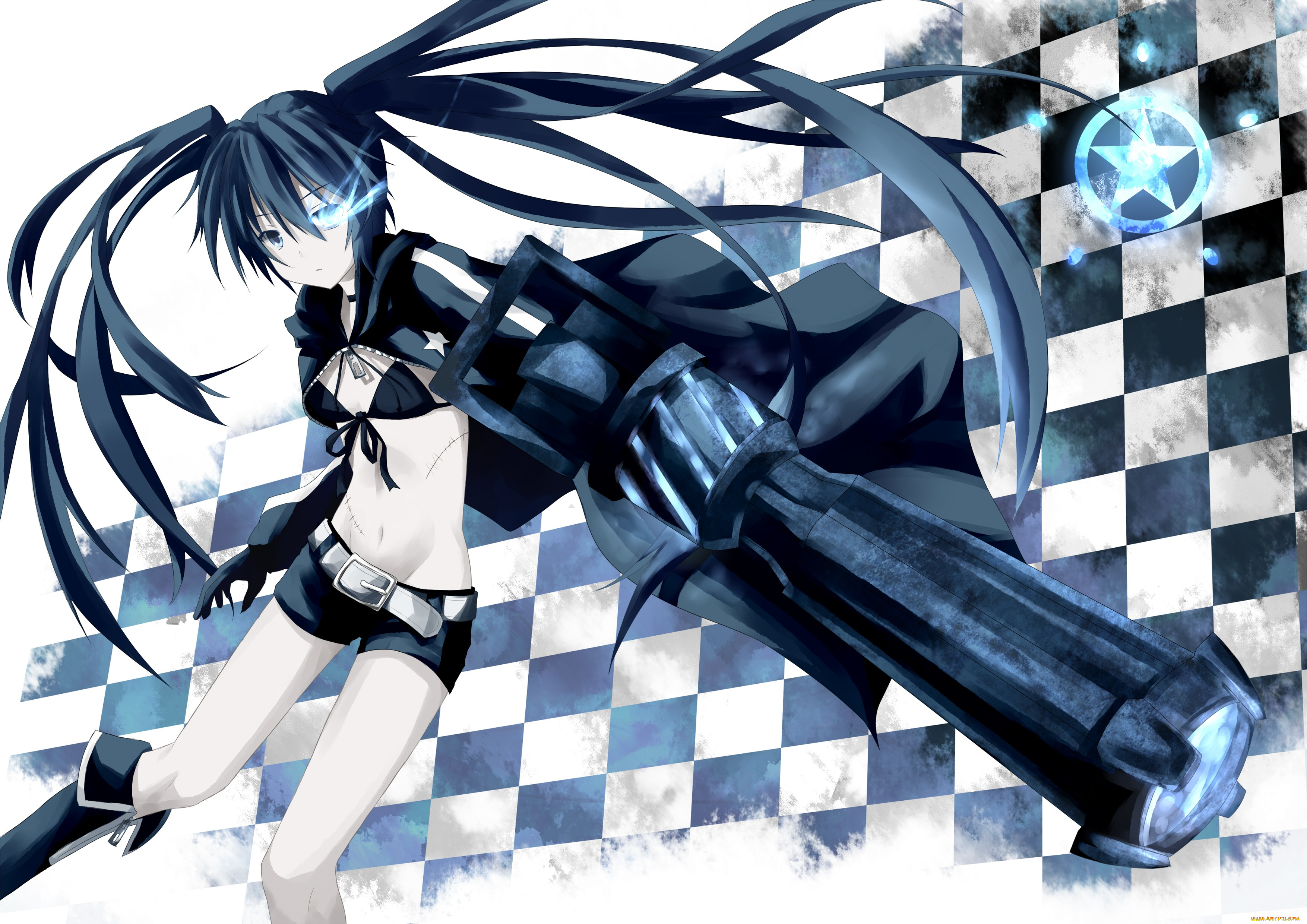 аниме, black, rock, shooter, оружие, девушка, арт, nagomi, no, ame, kuroi, mato, black, rock, shooter