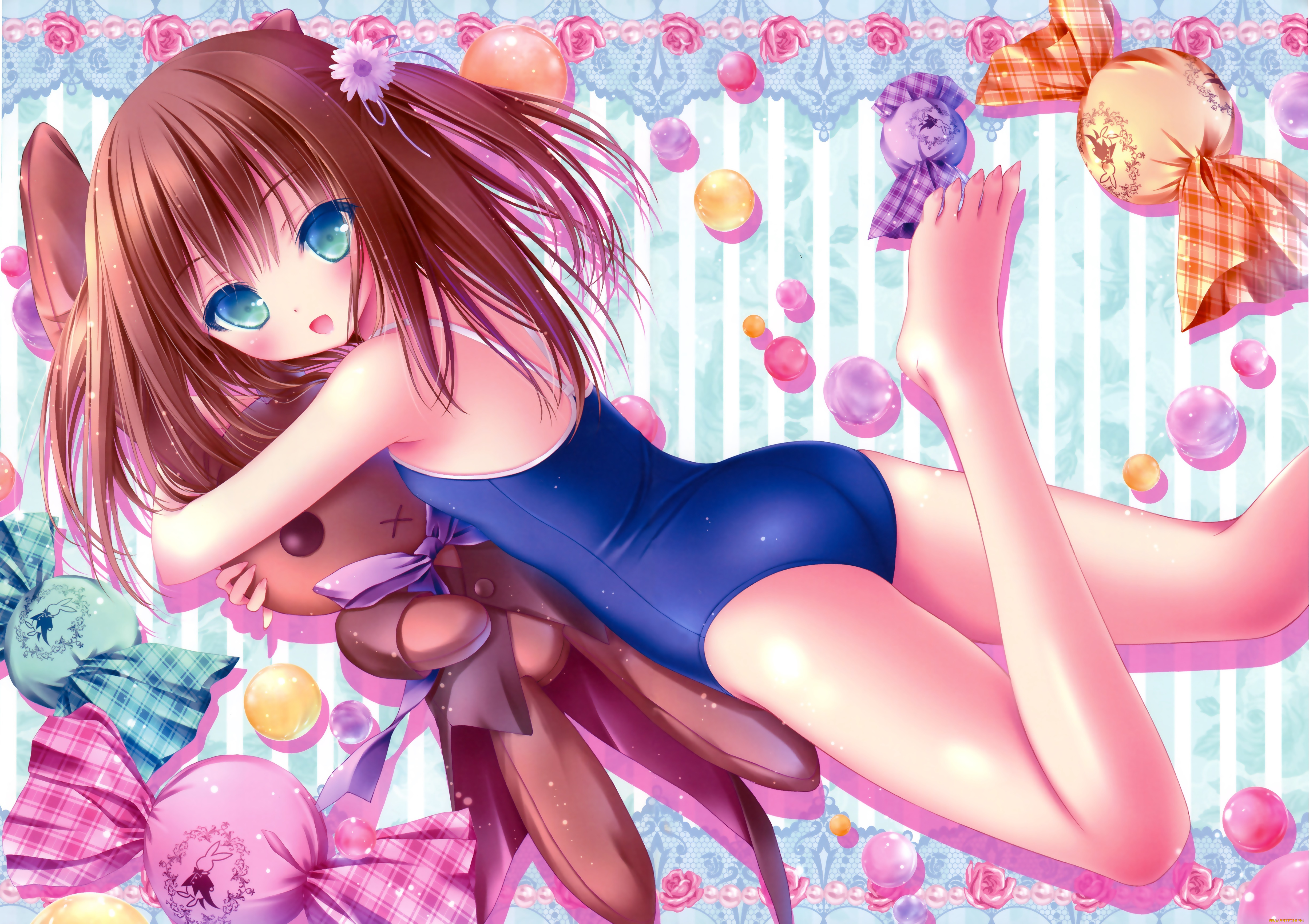 comic, party, аниме, девушка, фон, взгляд