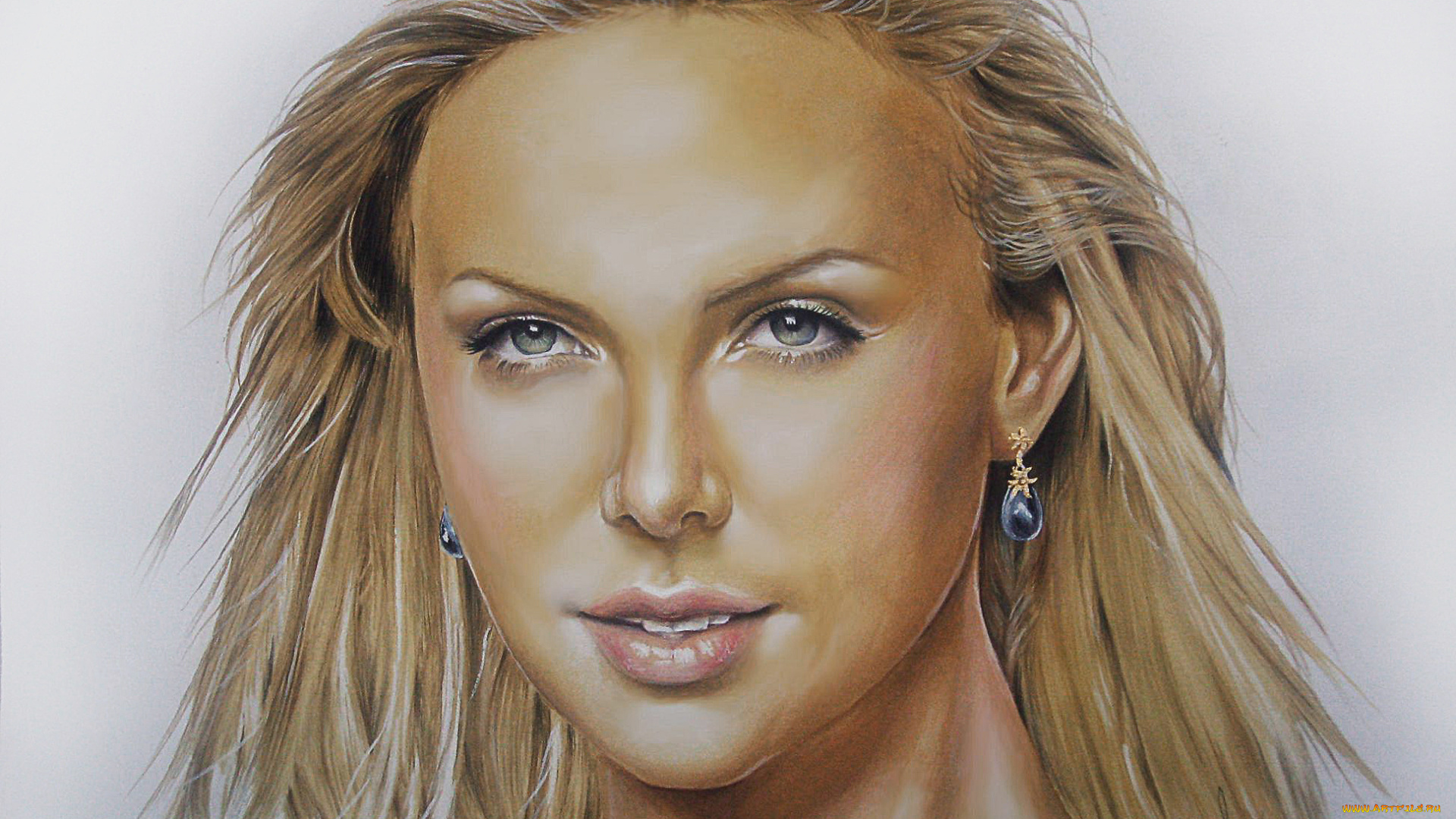 charlize, theron, рисованное, люди, фон, девушка, взгляд, знаменитость, портрет, актриса