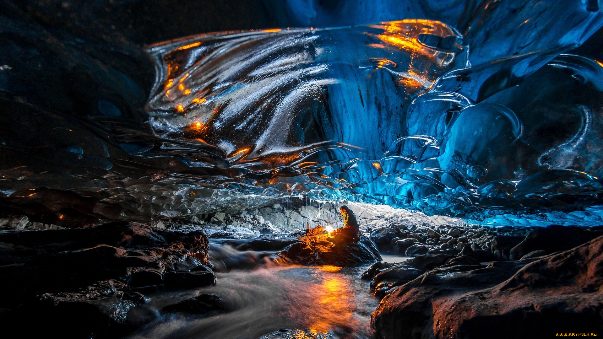 природа, реки, озера, ручей, камни, свет, лед