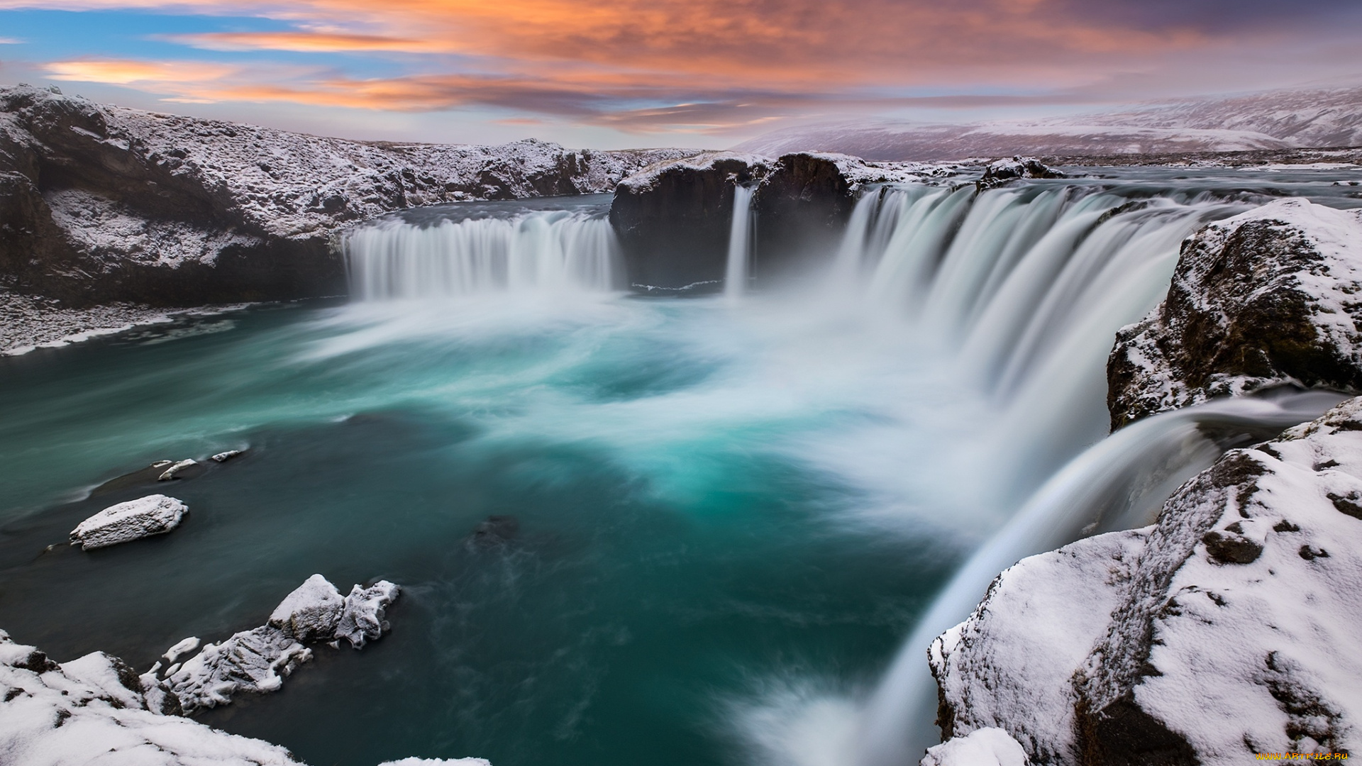 природа, водопады, скала, река