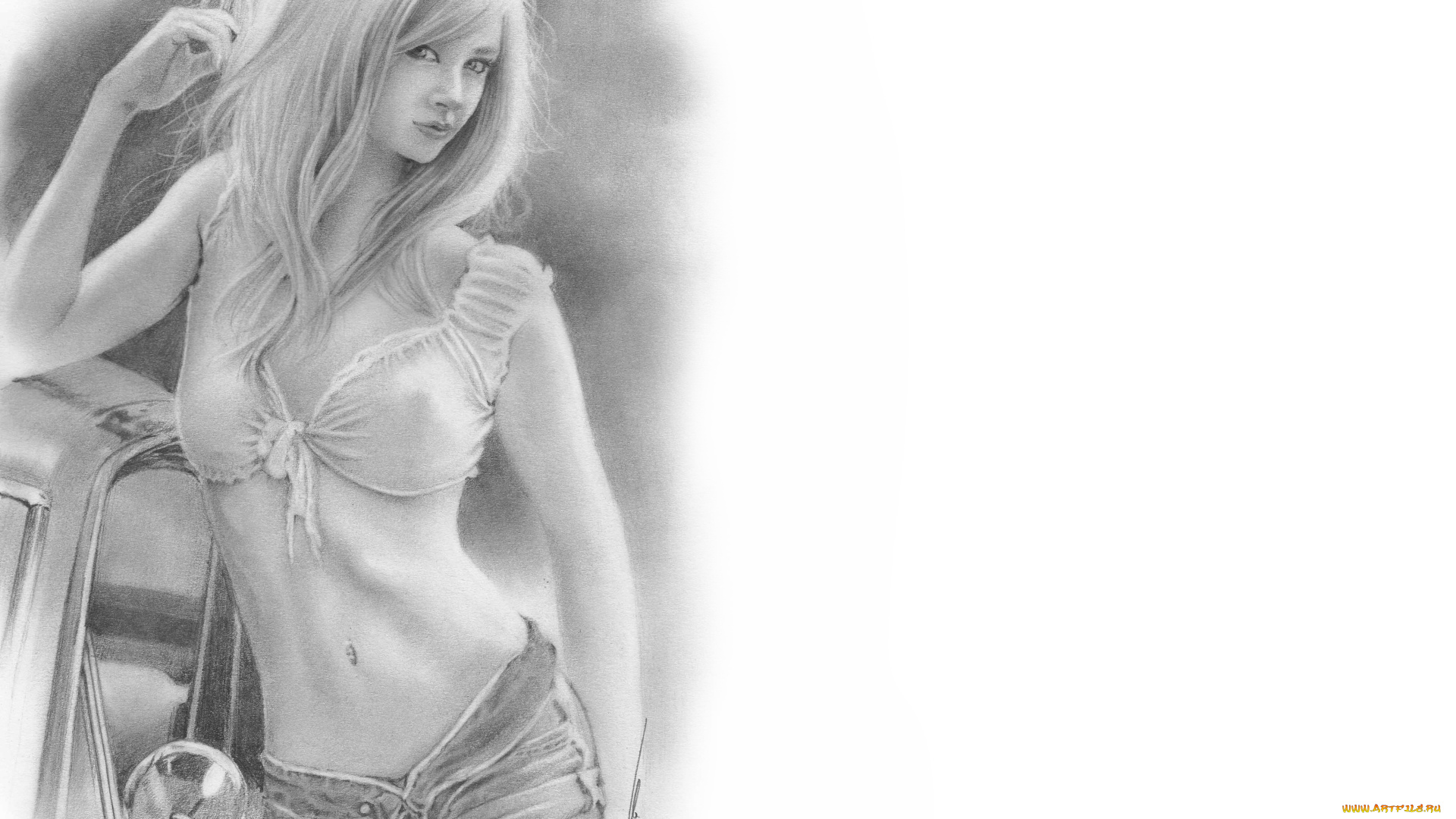 рисованное, люди, девушка, фон, взгляд, автомобиль