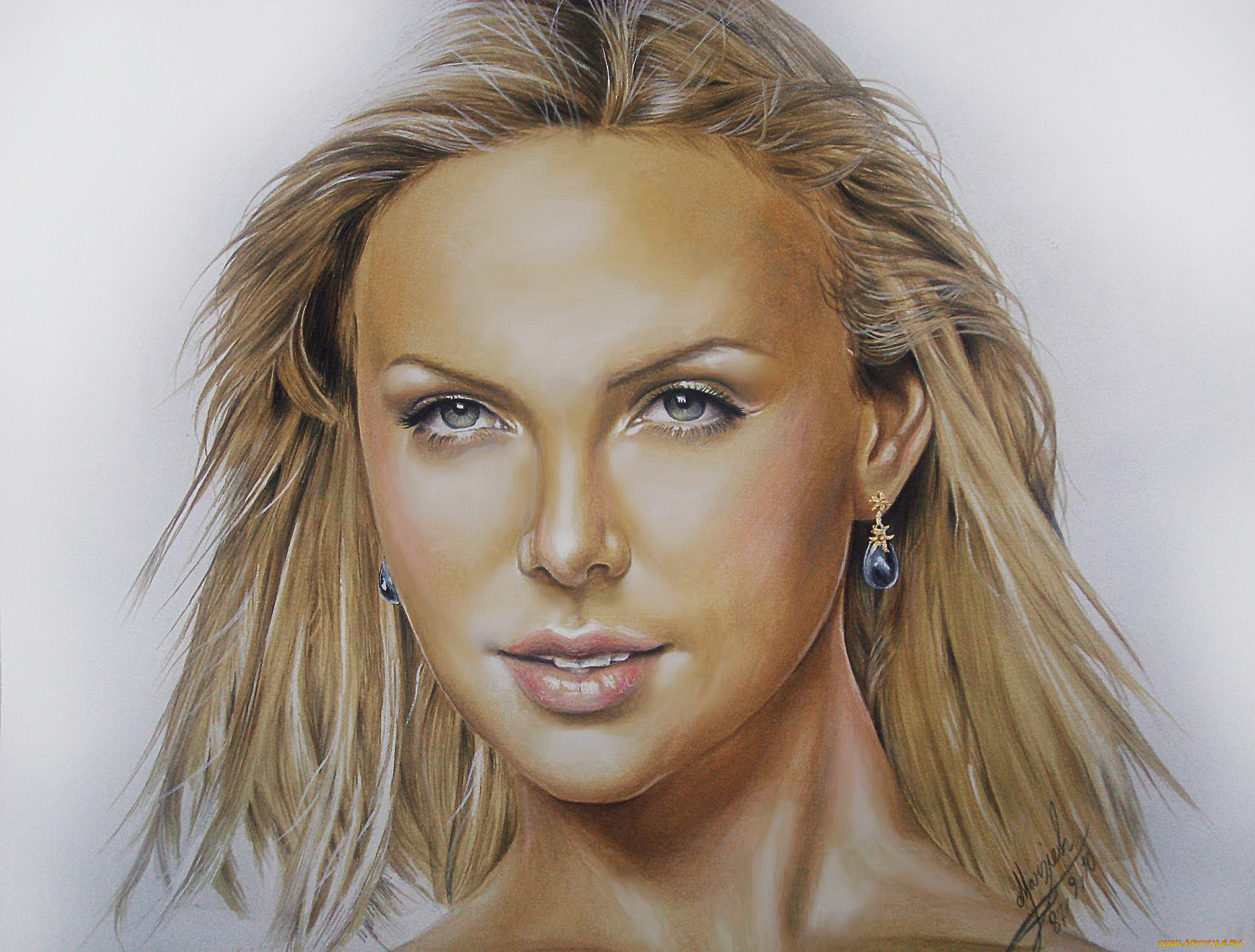 charlize, theron, рисованное, люди, фон, девушка, взгляд, знаменитость, портрет, актриса