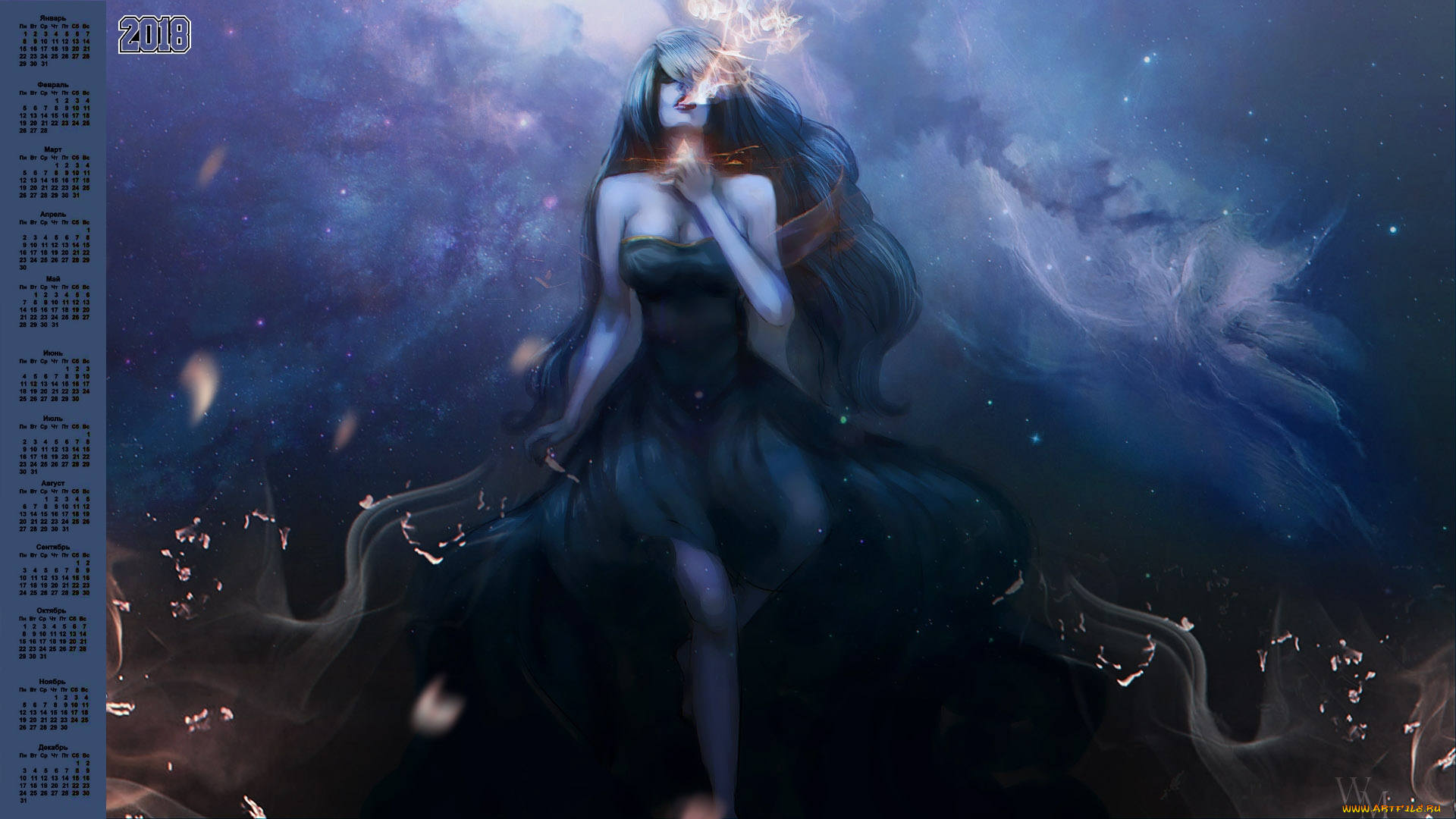 календари, фэнтези, девушка, 2018