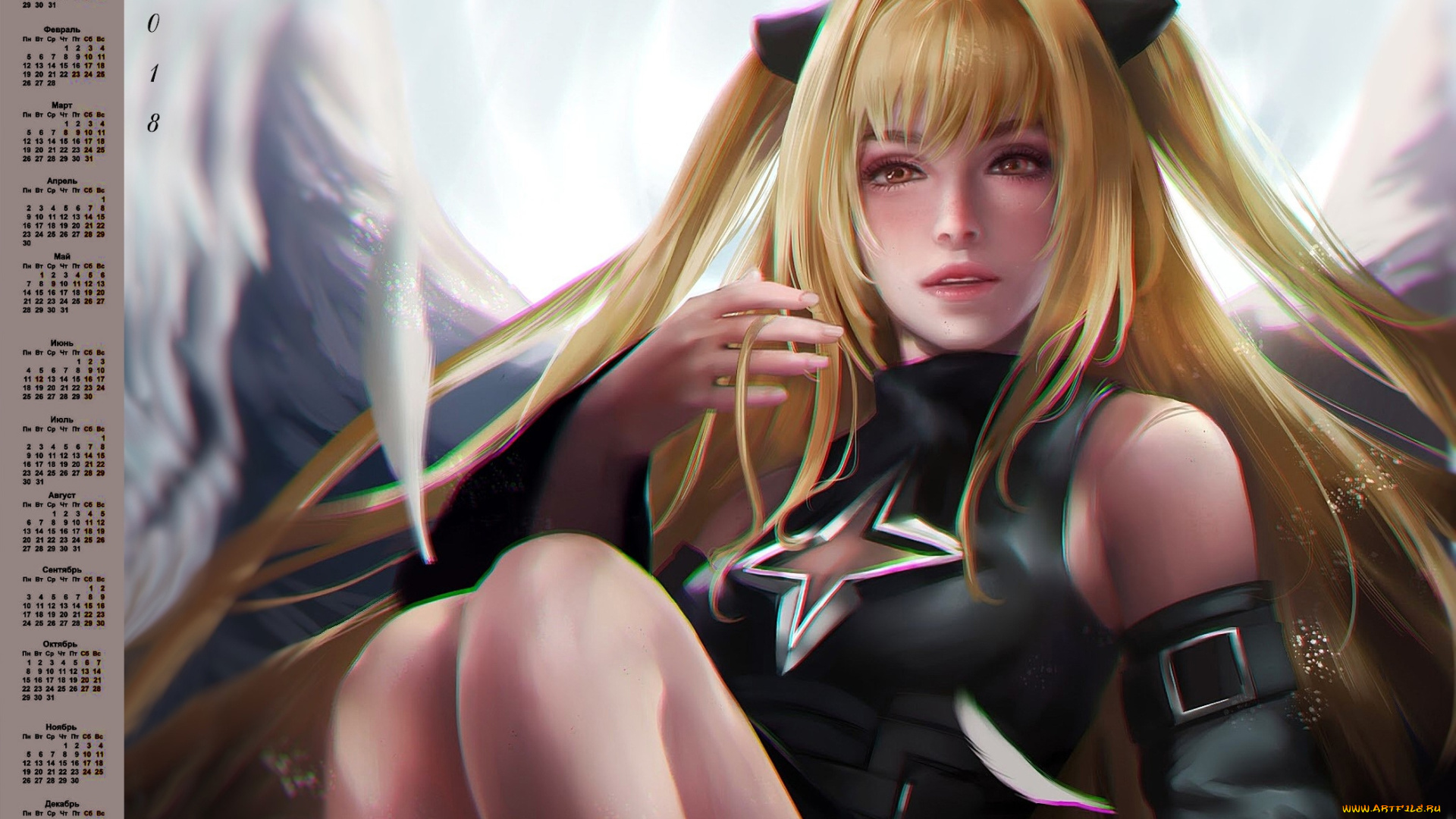 календари, фэнтези, взгляд, девушка, 2018