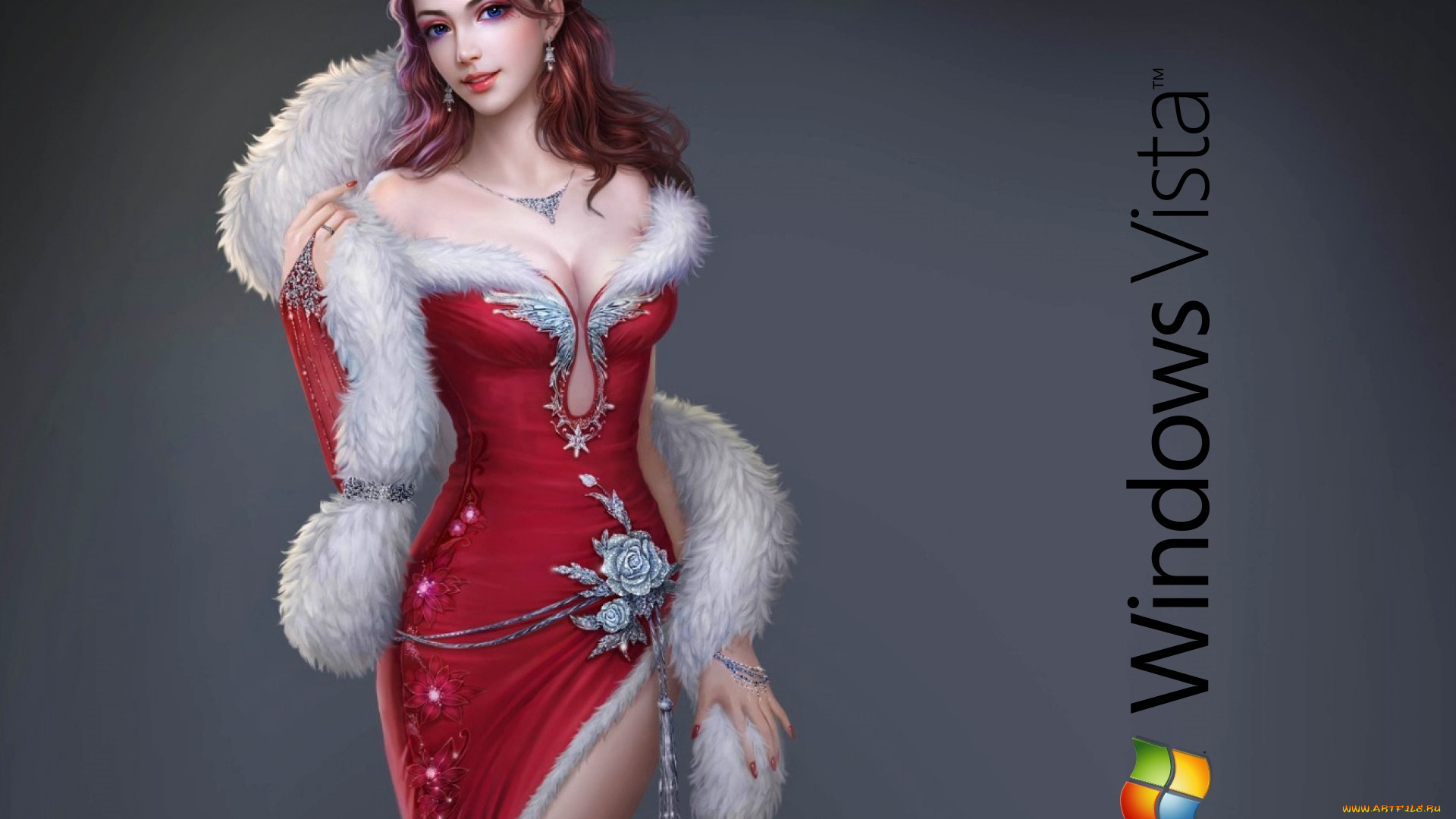 компьютеры, windows, vista, windows, longhorn, фон, девушка, логотип, взгляд