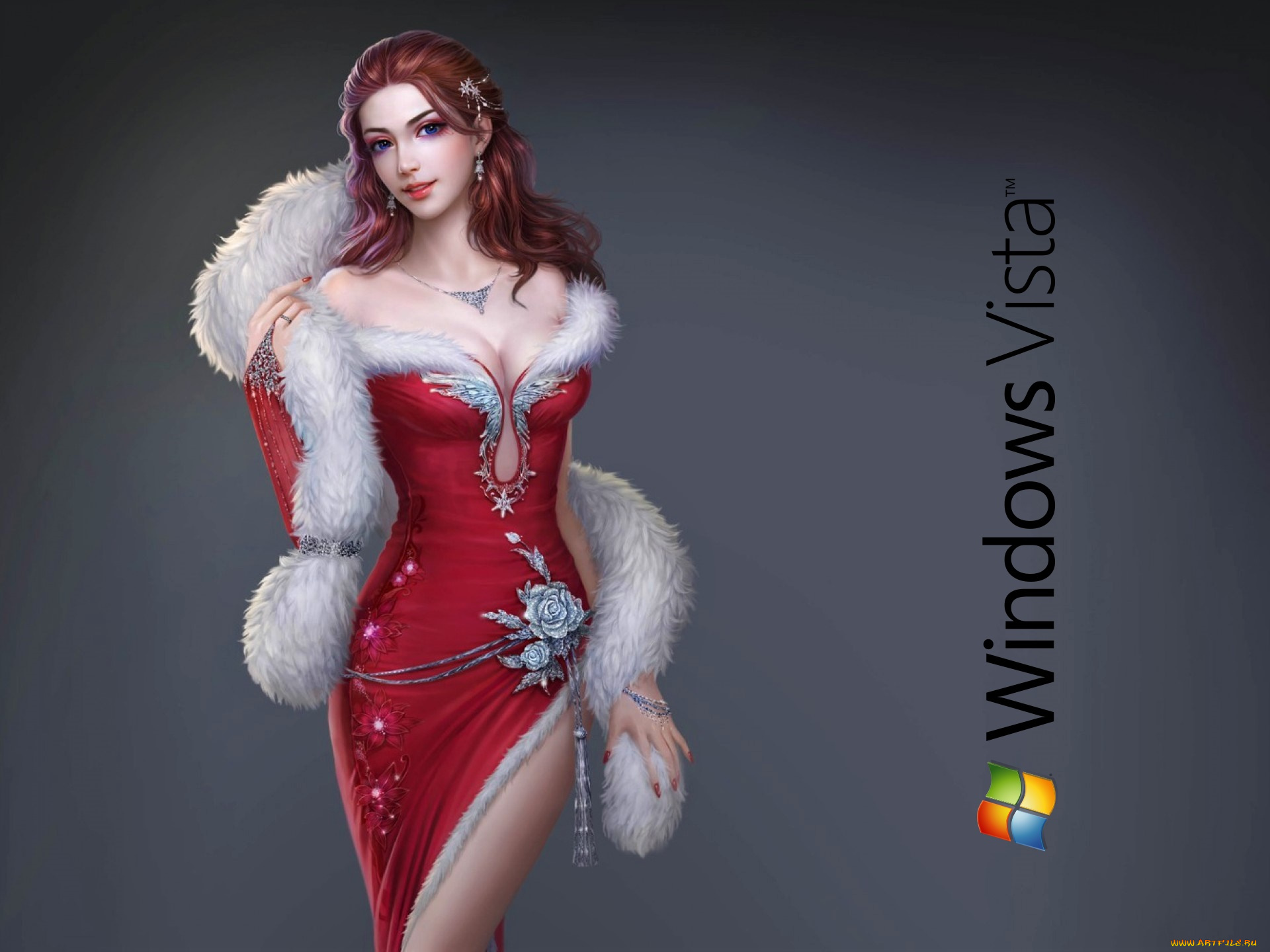 компьютеры, windows, vista, windows, longhorn, фон, девушка, логотип, взгляд