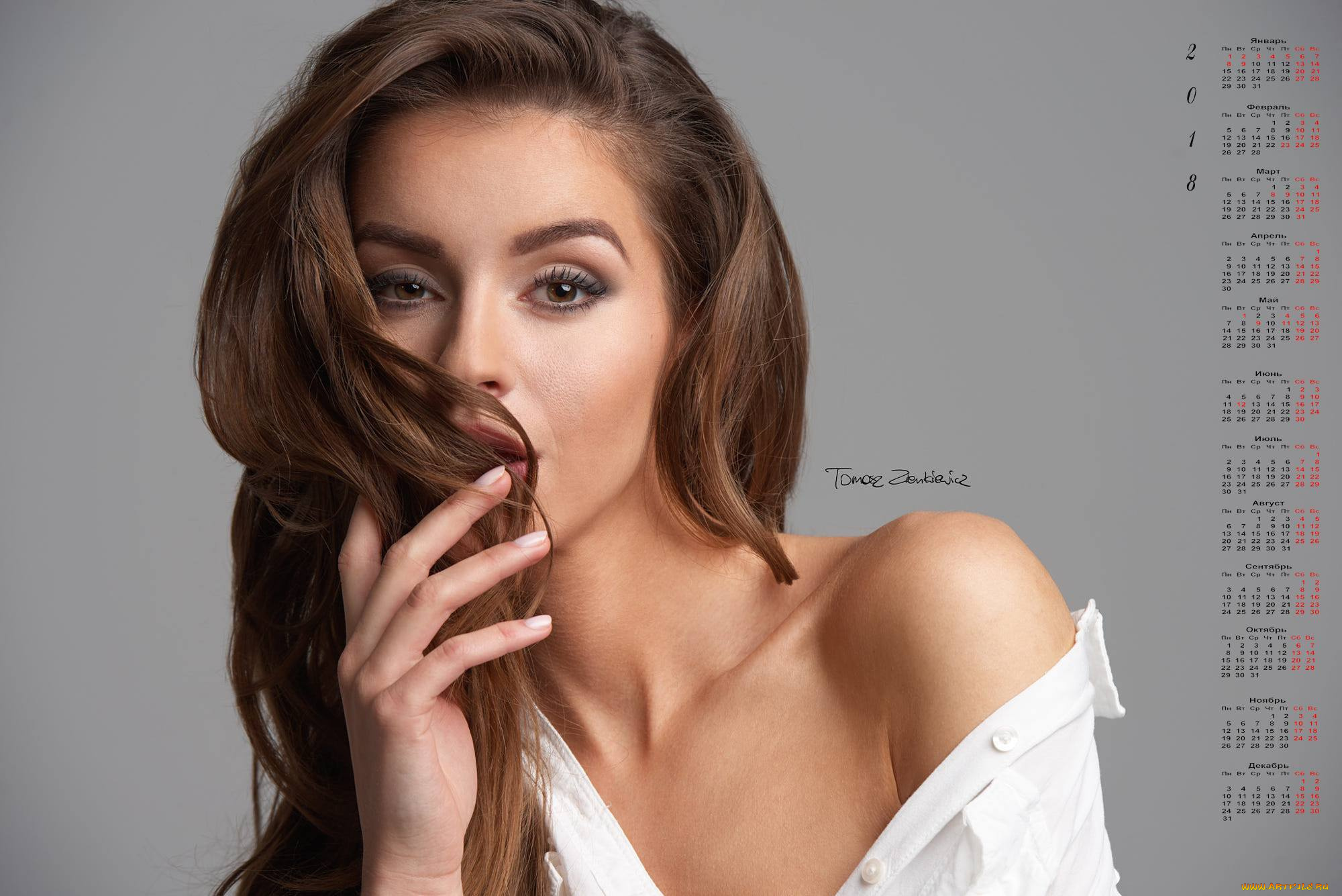 календари, девушки, взгляд, 2018