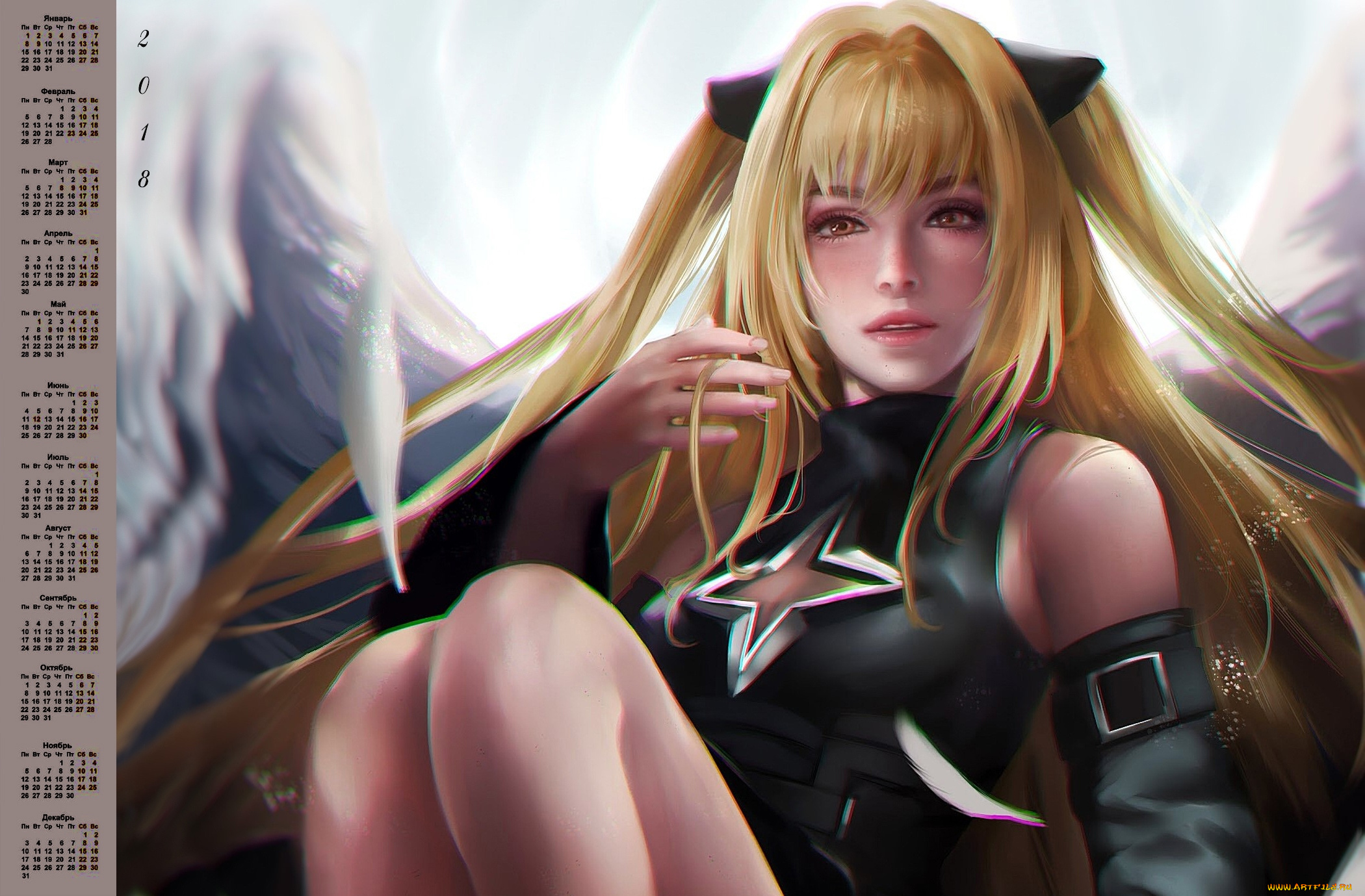 календари, фэнтези, взгляд, девушка, 2018