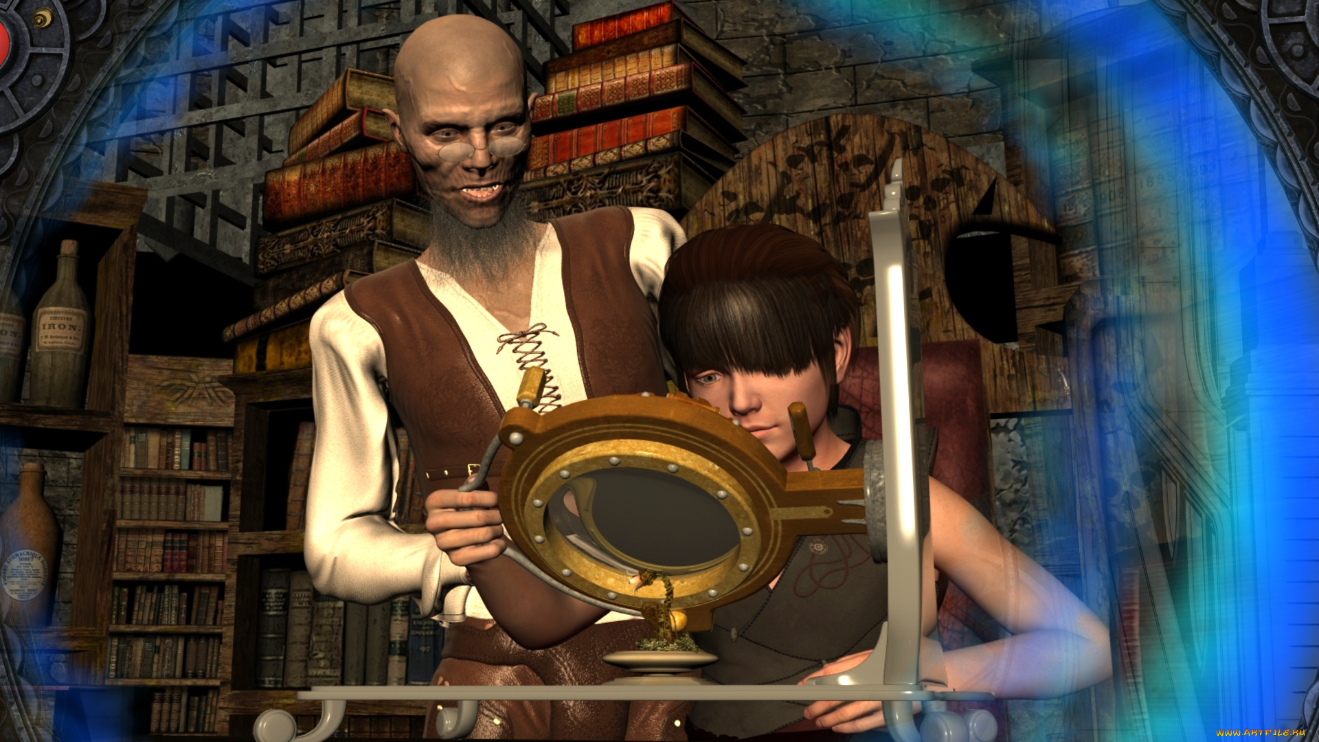 3д, графика, фантазия, , fantasy, мужчина, фон, взгляд