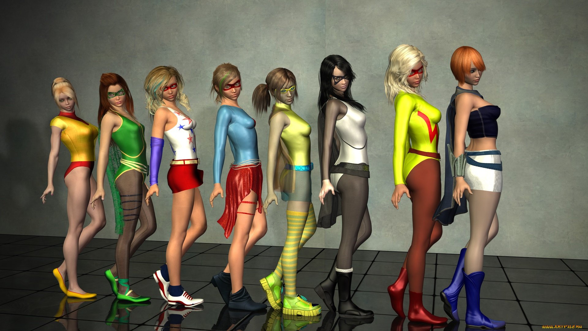 3д, графика, люди, , people, девушки, взгляд, фон