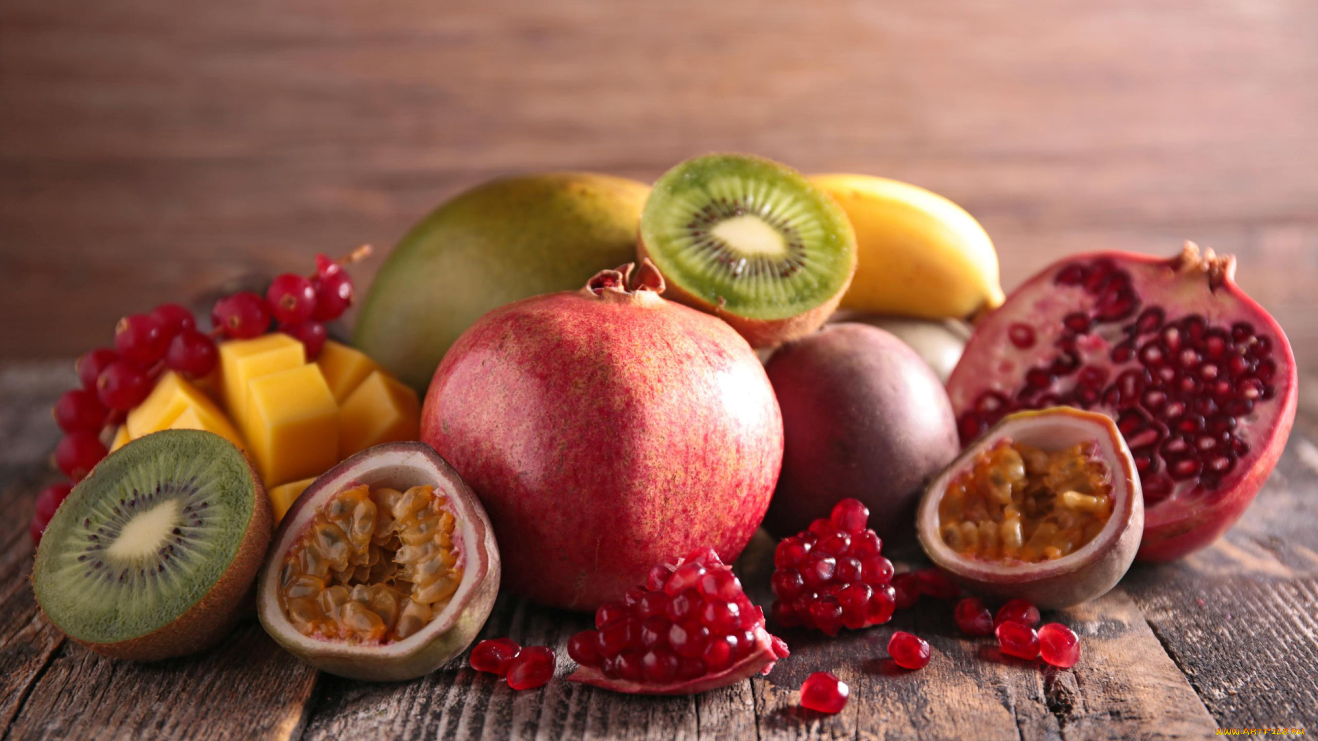 еда, фрукты, , ягоды, ананас, гранат, киви, манго