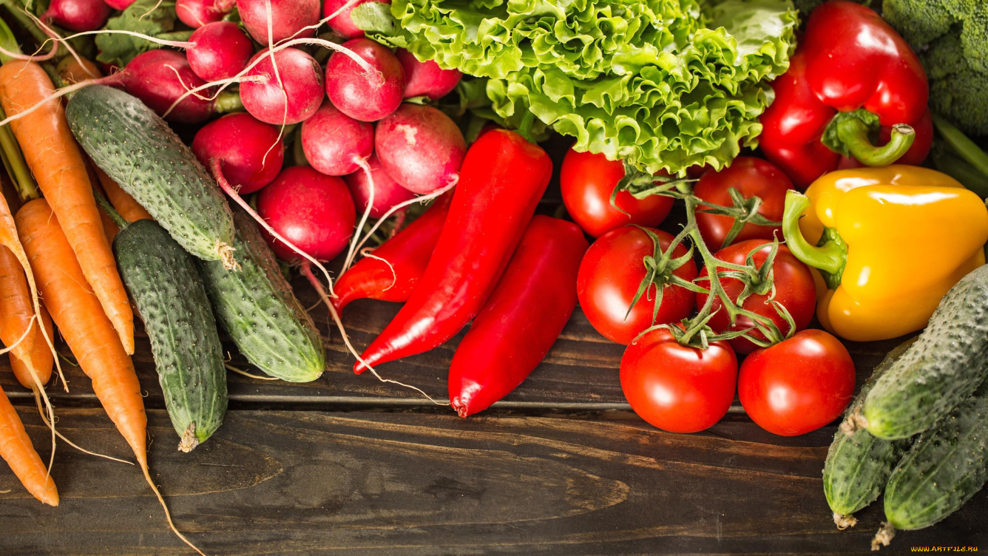 еда, овощи, огурцы, редис, лук, перец, помидоры, морковь, томаты