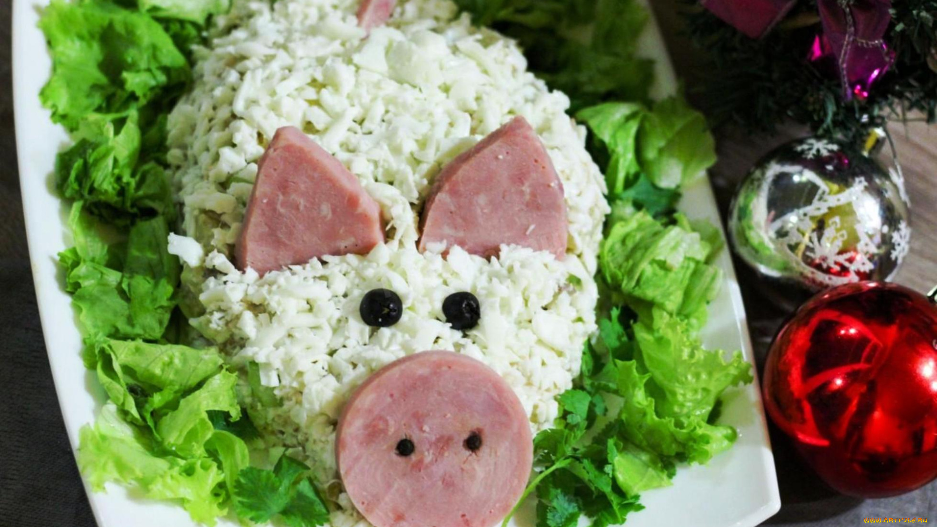 еда, салаты, , закуски, лук, салат, колбаса