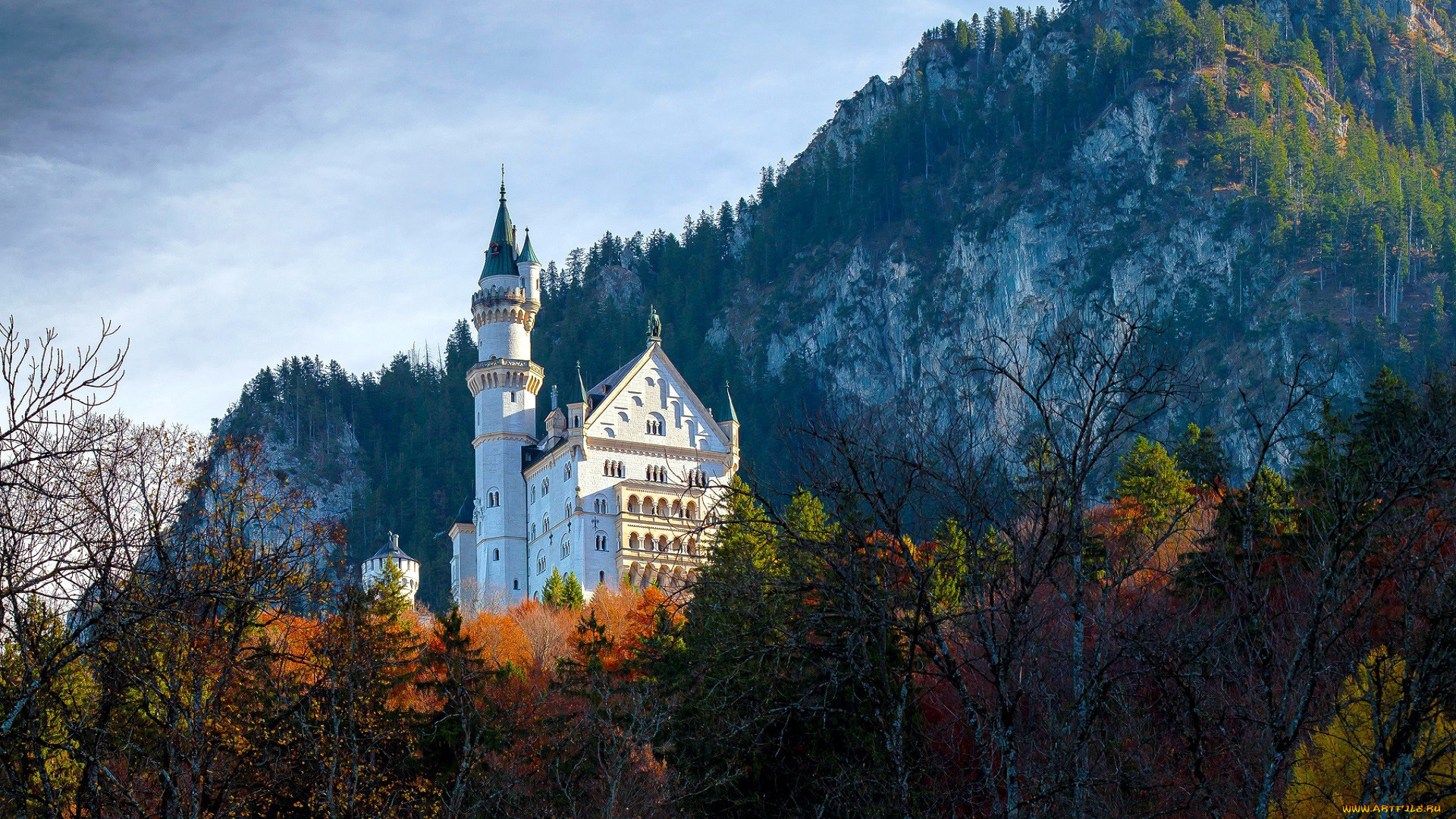 города, замок, нойшванштайн, , германия, замок