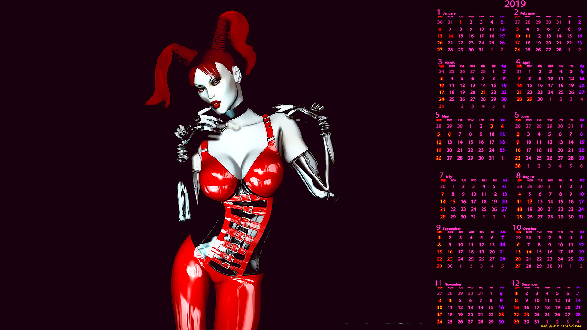 календари, 3д-графика, девушка, взгляд