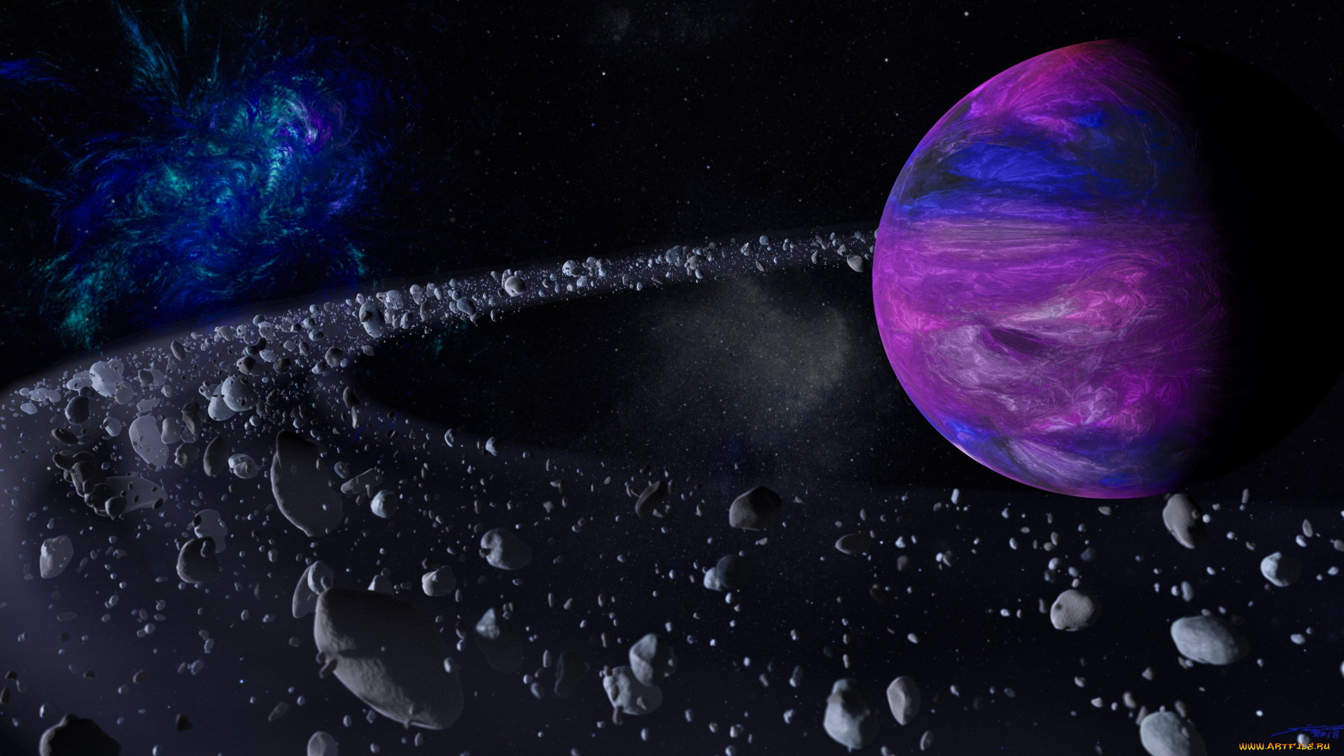 космос, арт, планета, вселенная, галактики, звезды