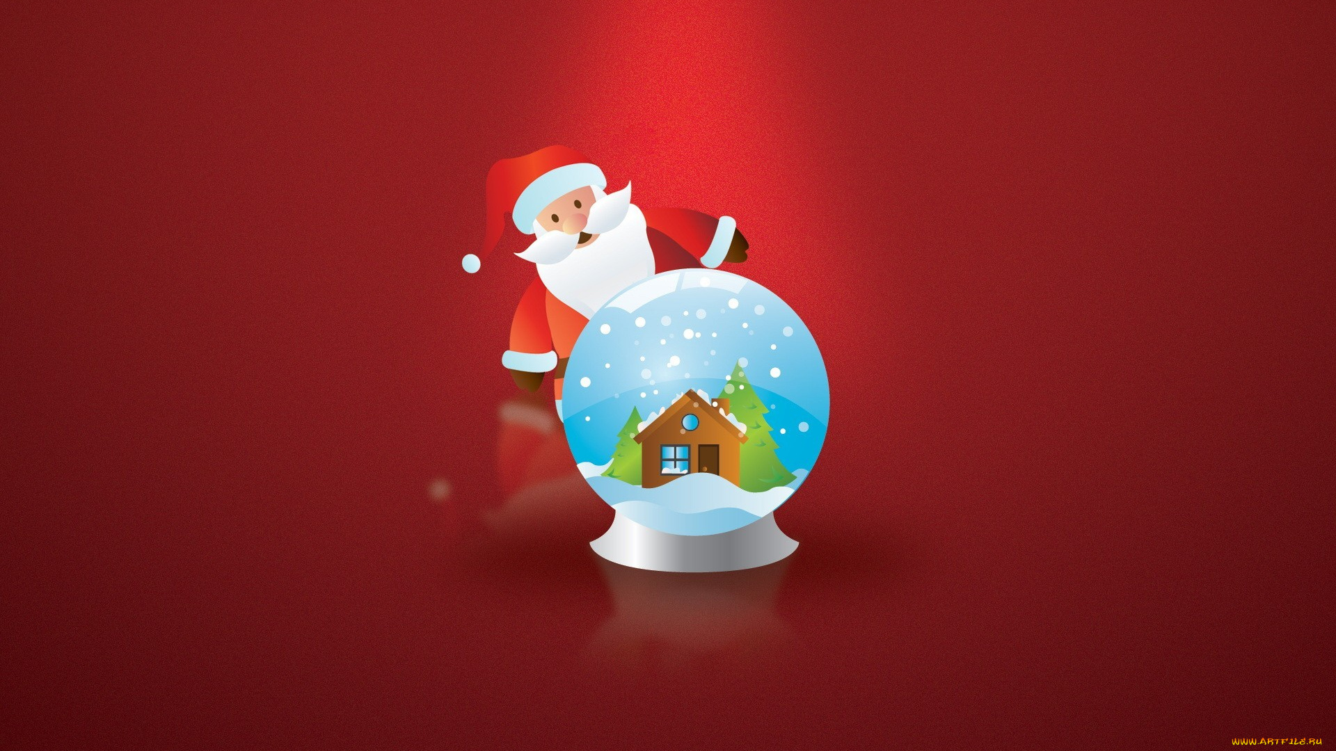 праздничные, векторная, графика, , новый, год, шар, санта, клаус, дом, снег
