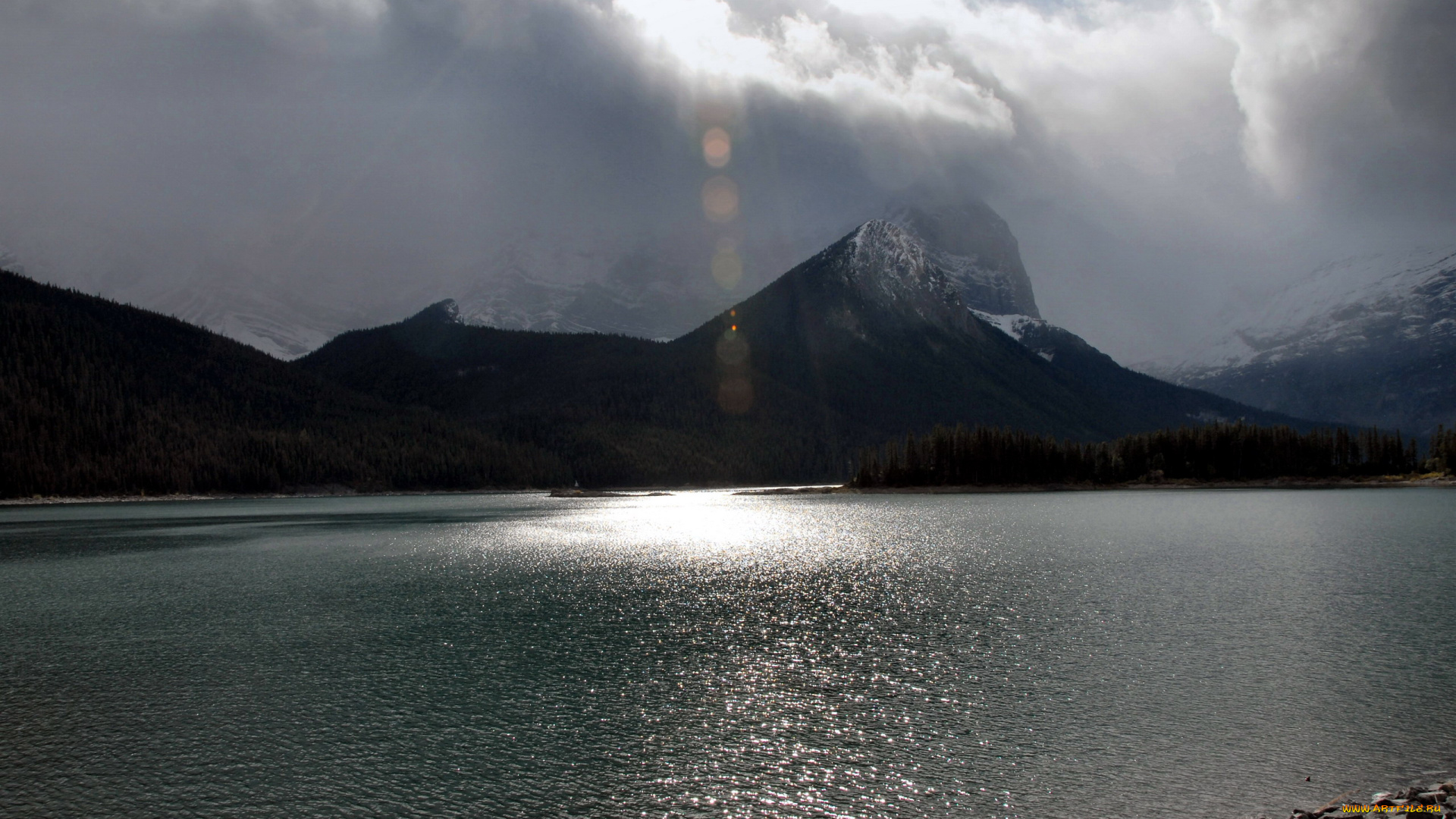 природа, пейзажи, облака, озеро, горы