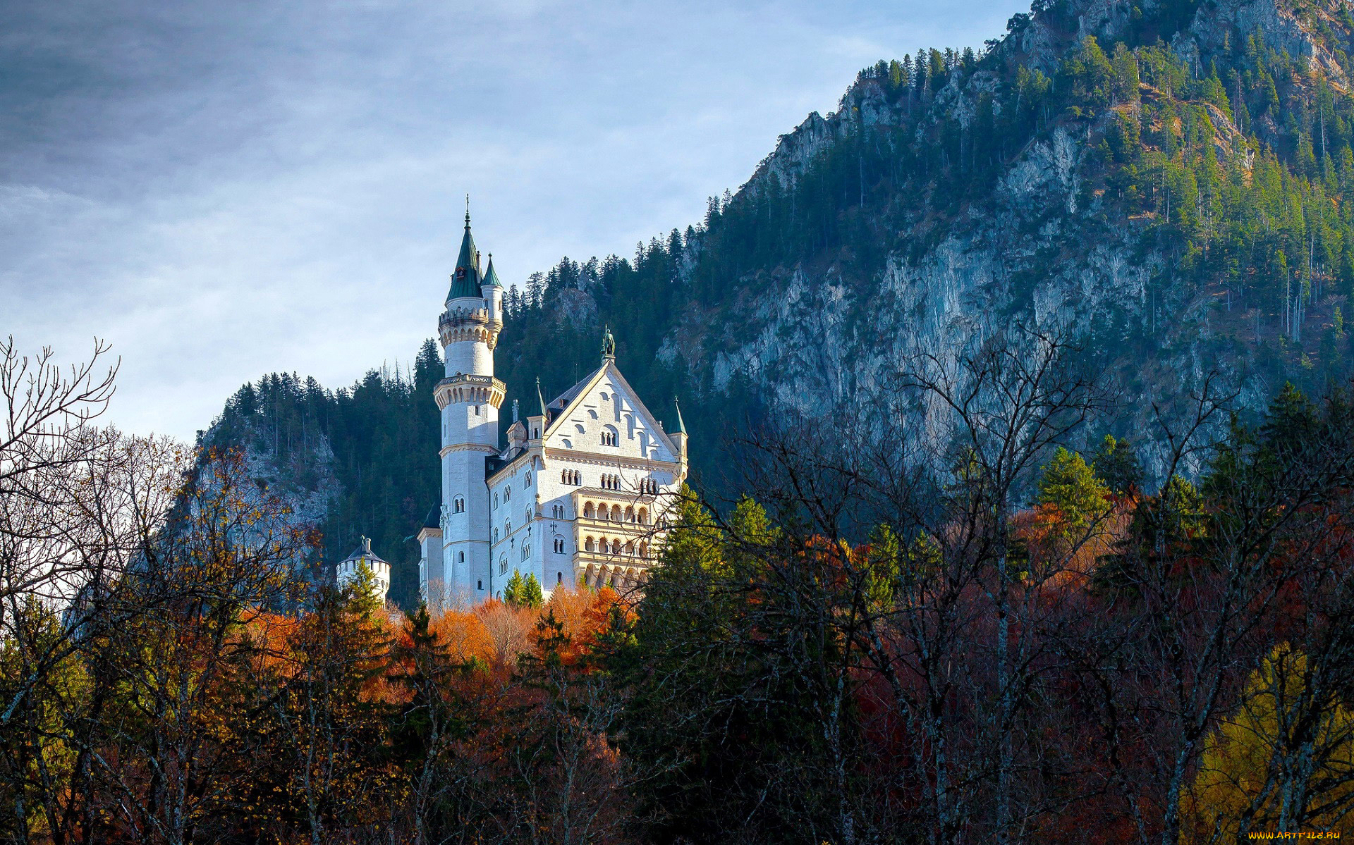 города, замок, нойшванштайн, , германия, замок