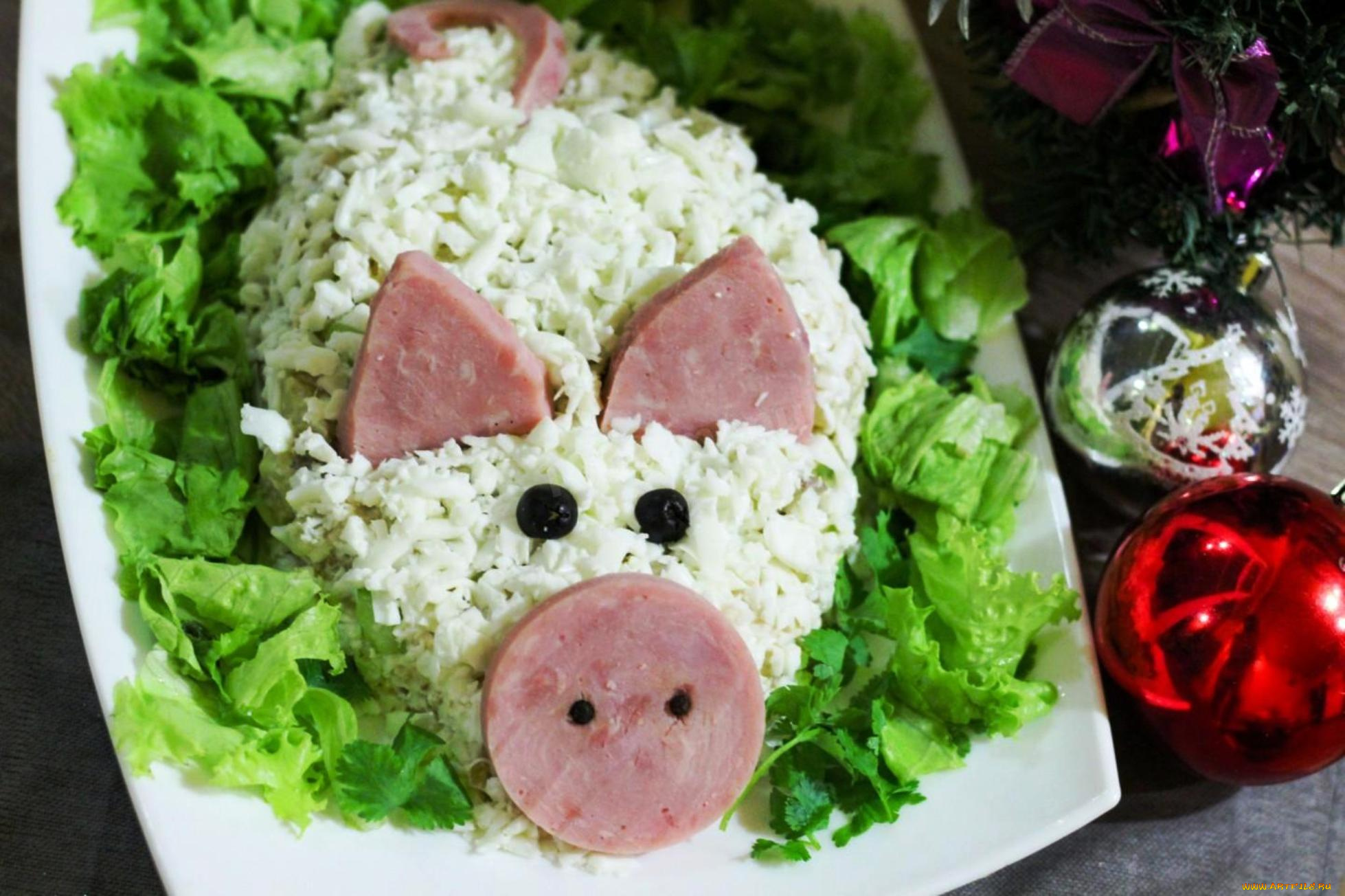 еда, салаты, , закуски, лук, салат, колбаса