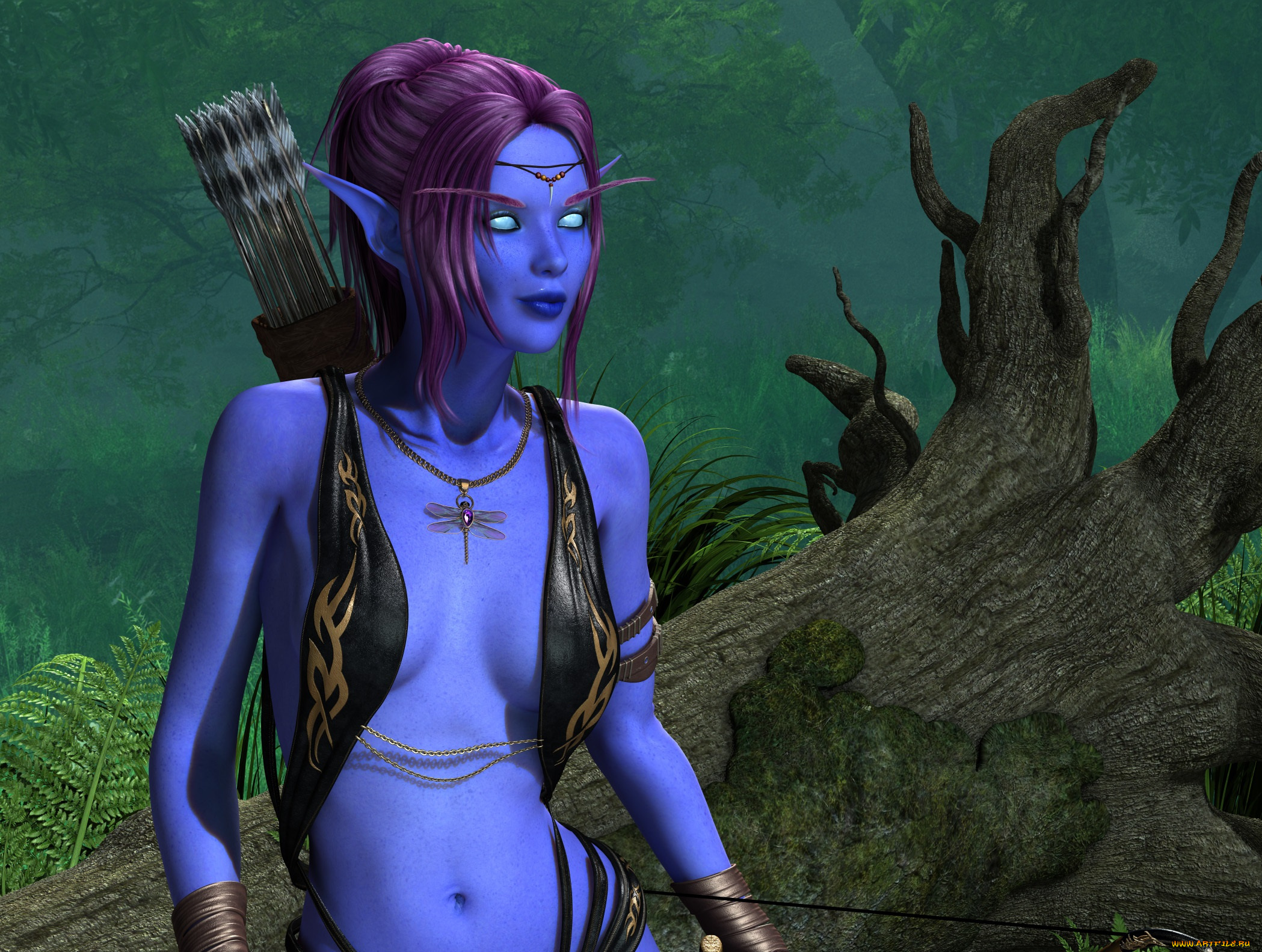 3д, графика, эльфы, , elves, эльфийка, взгляд, фон