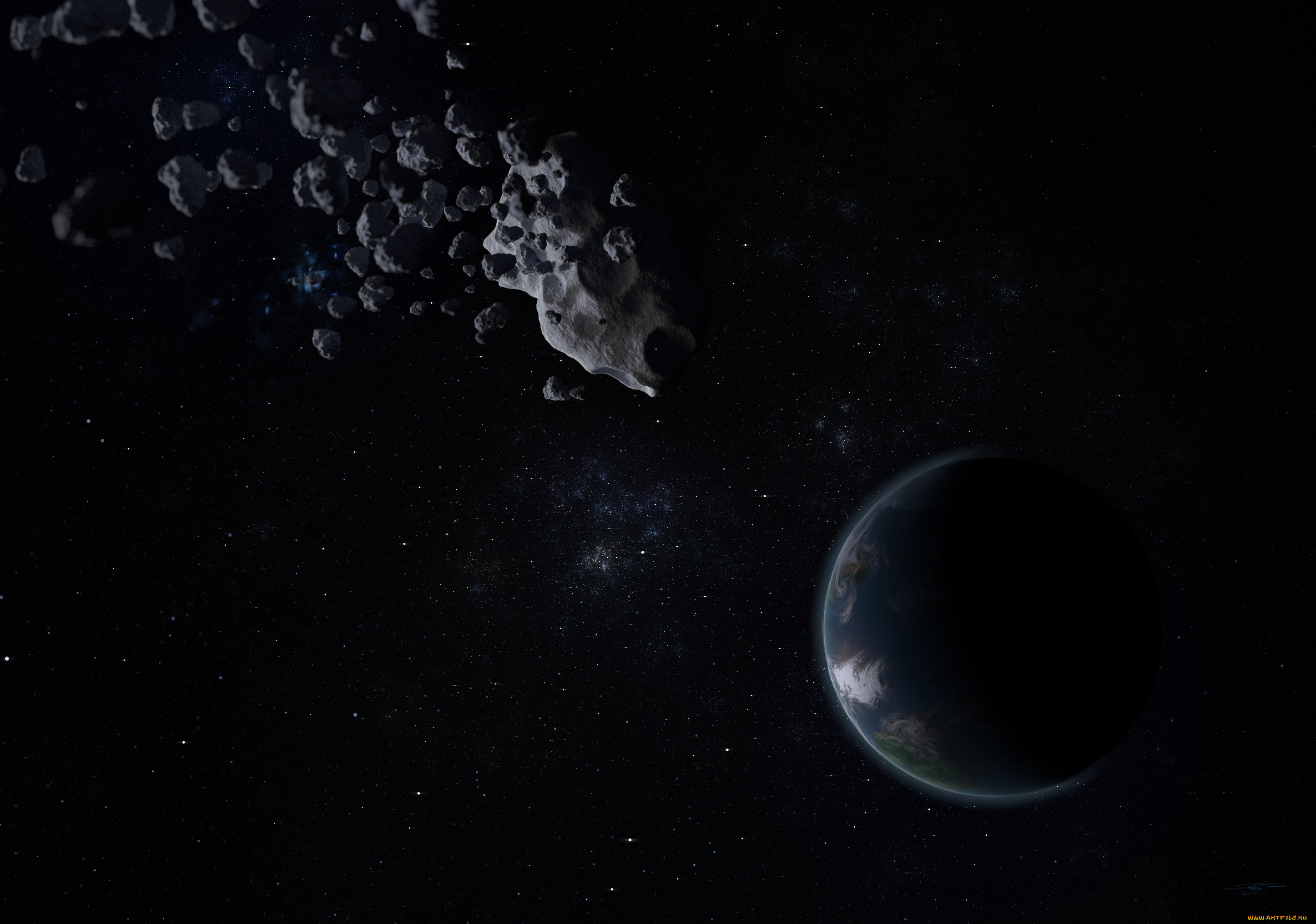 космос, арт, планета, вселенная, галактики, звезды