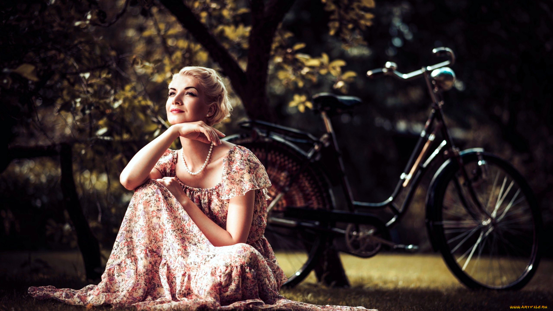 девушки, -, блондинки, , светловолосые, парк, блондинка, велосипед