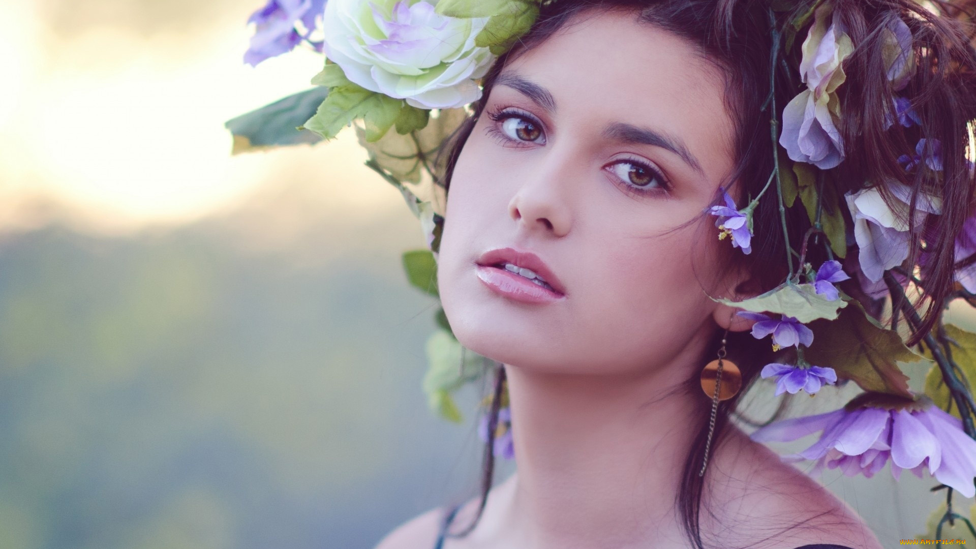 девушки, -, лица, , портреты, венок