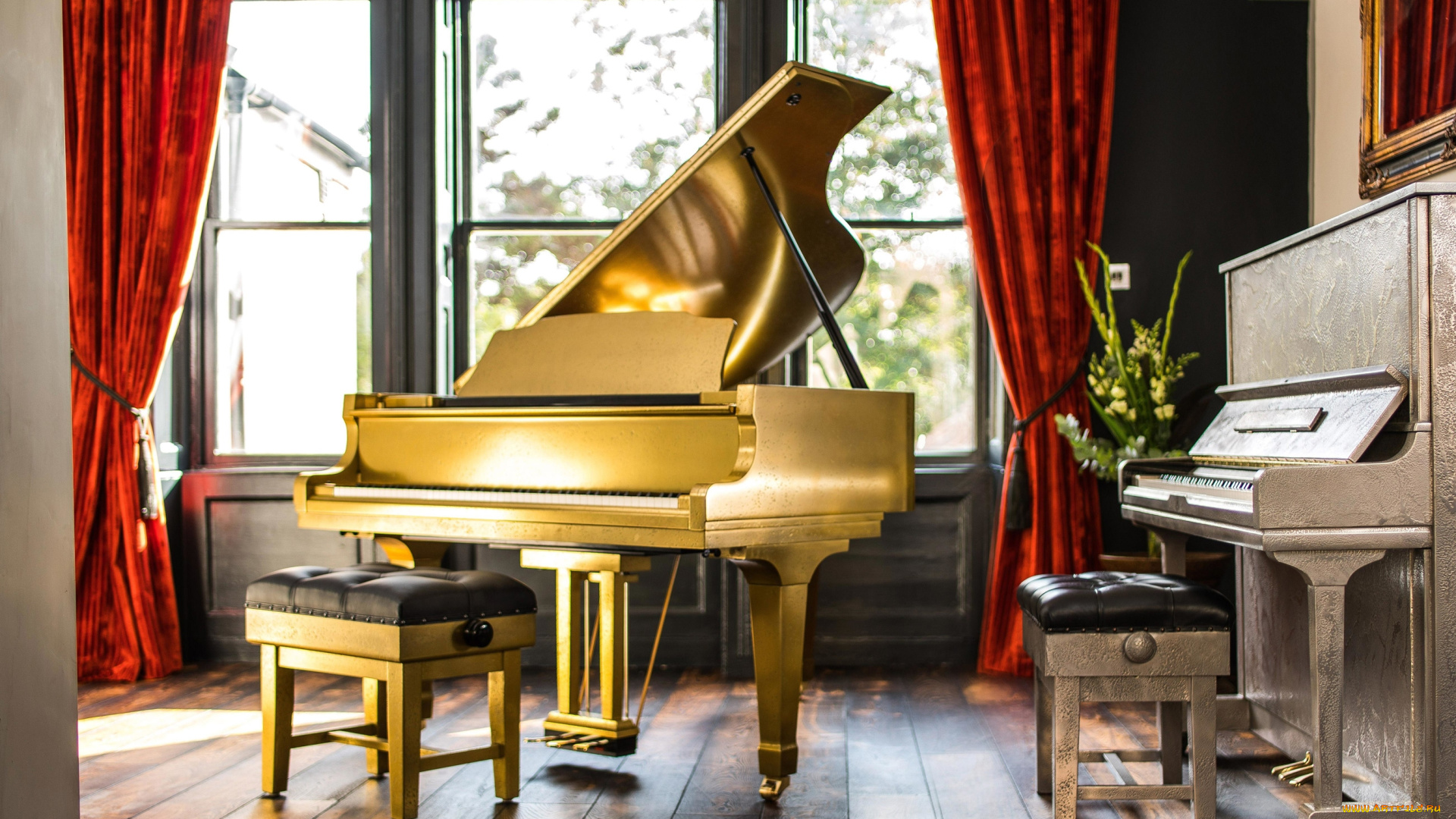 рояль, музыка, -музыкальные, инструменты, фортепиано, комната, окно