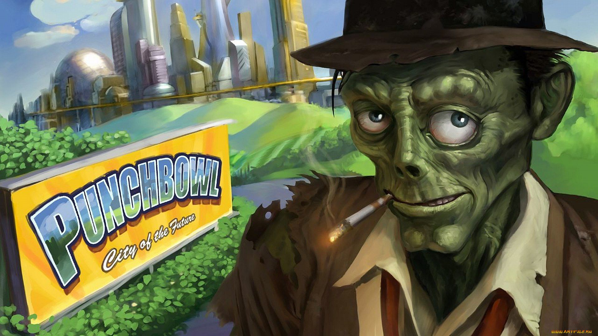 stubbs, the, zombie, , rebel, without, a, pulse, видео, игры, stubbs, the, zombie, in, rebel, without, a, pulse, зомби, город, сигарета, шляпа