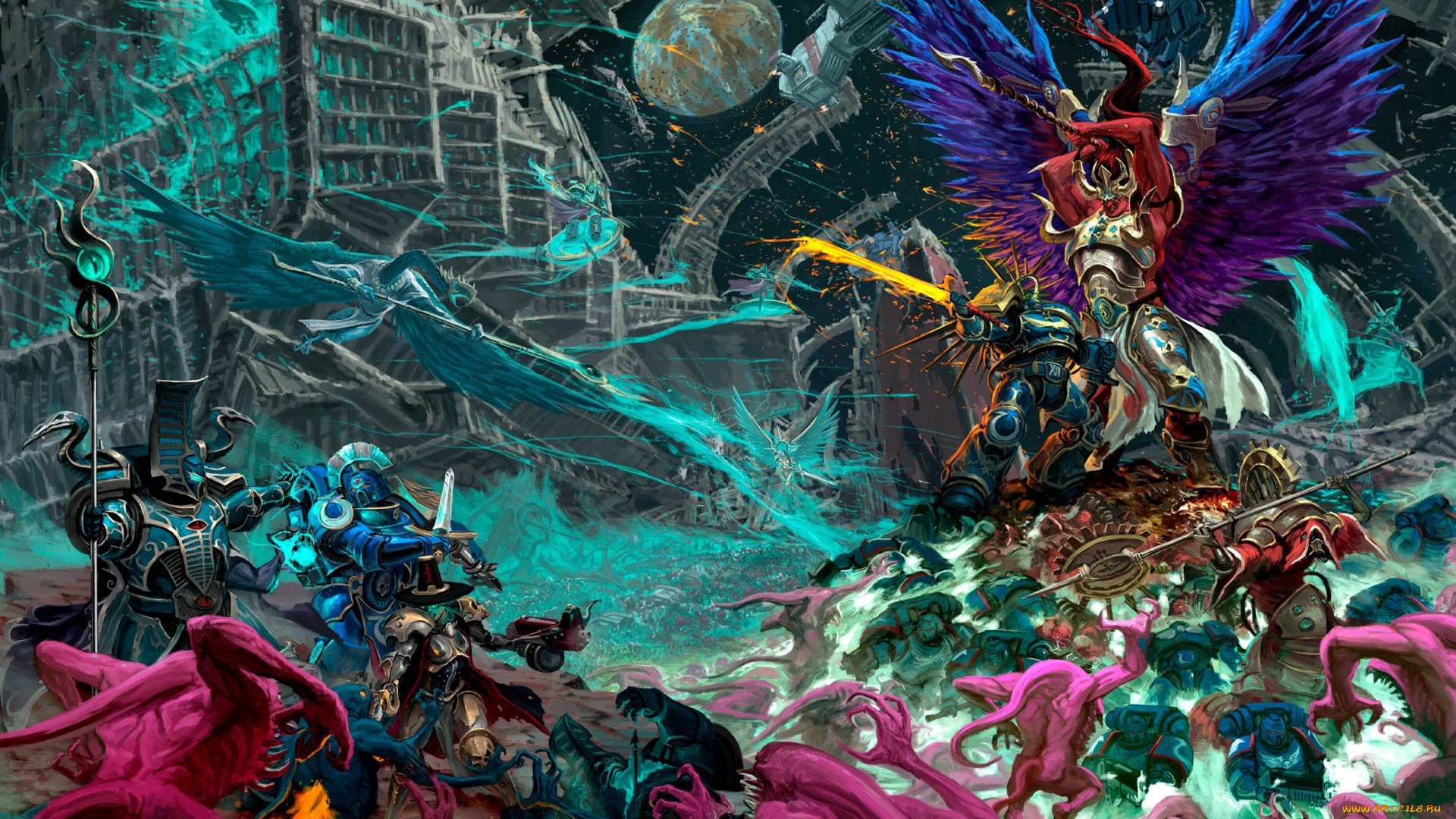 видео, игры, warhammer, 40k, бой, космос, город, существа, ксеносы