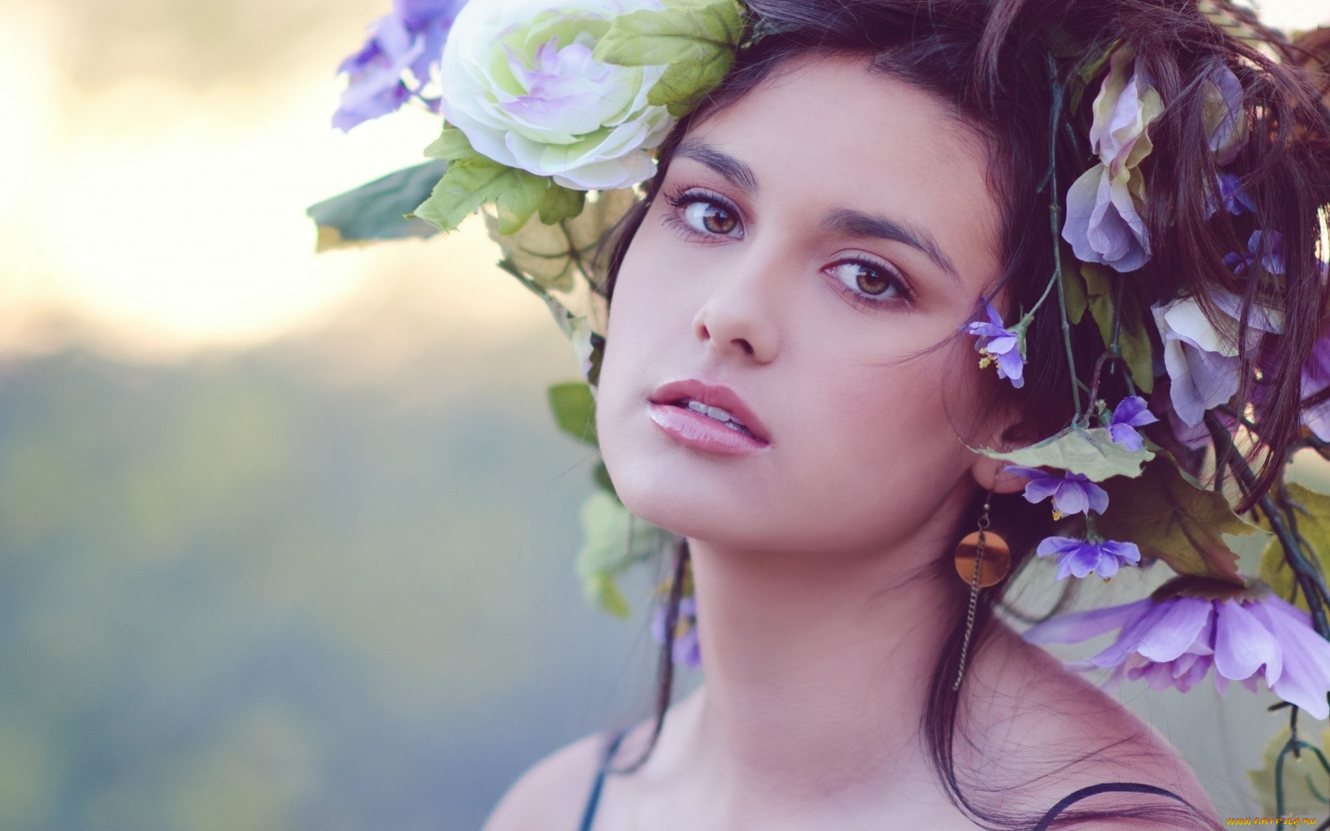 девушки, -, лица, , портреты, венок