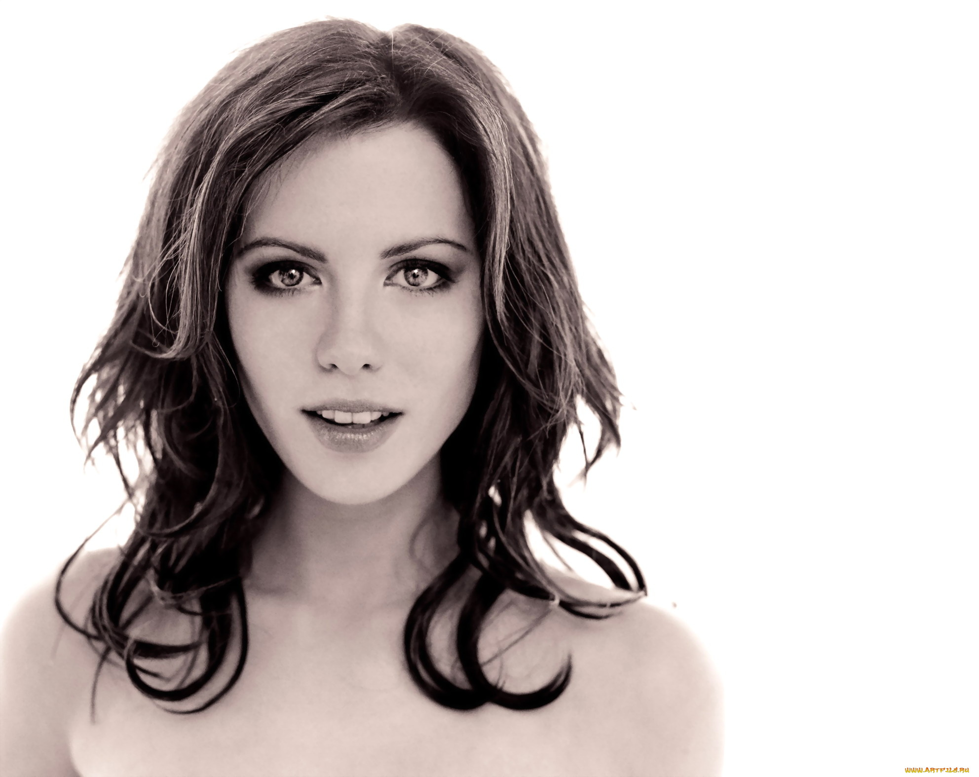 девушки, kate, beckinsale, актриса, черно-белая, лицо, взгляд