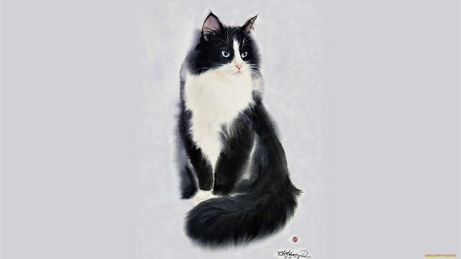 рисованное, животные, , коты, кот