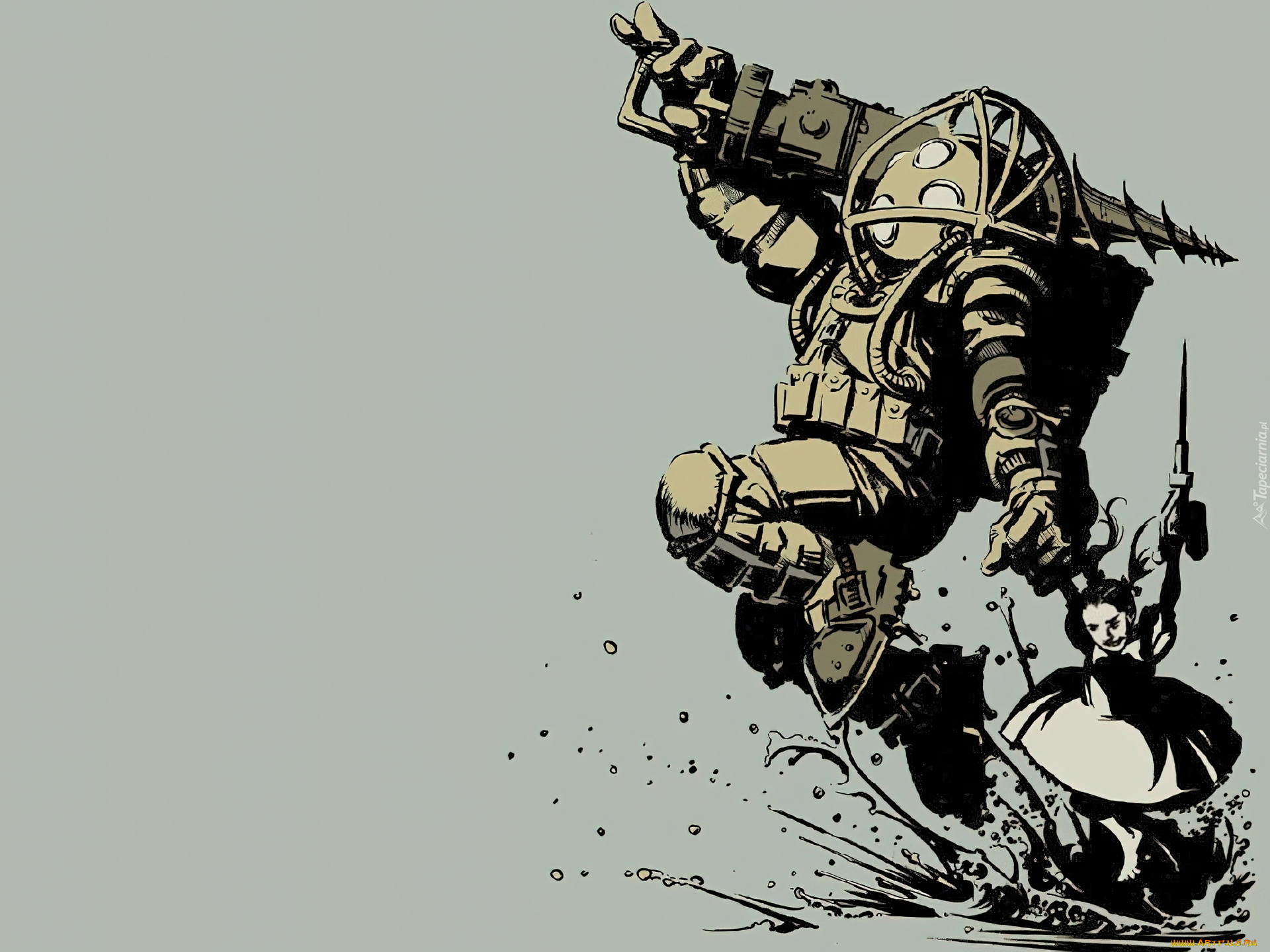 видео, игры, bioshock, киборг, девочка