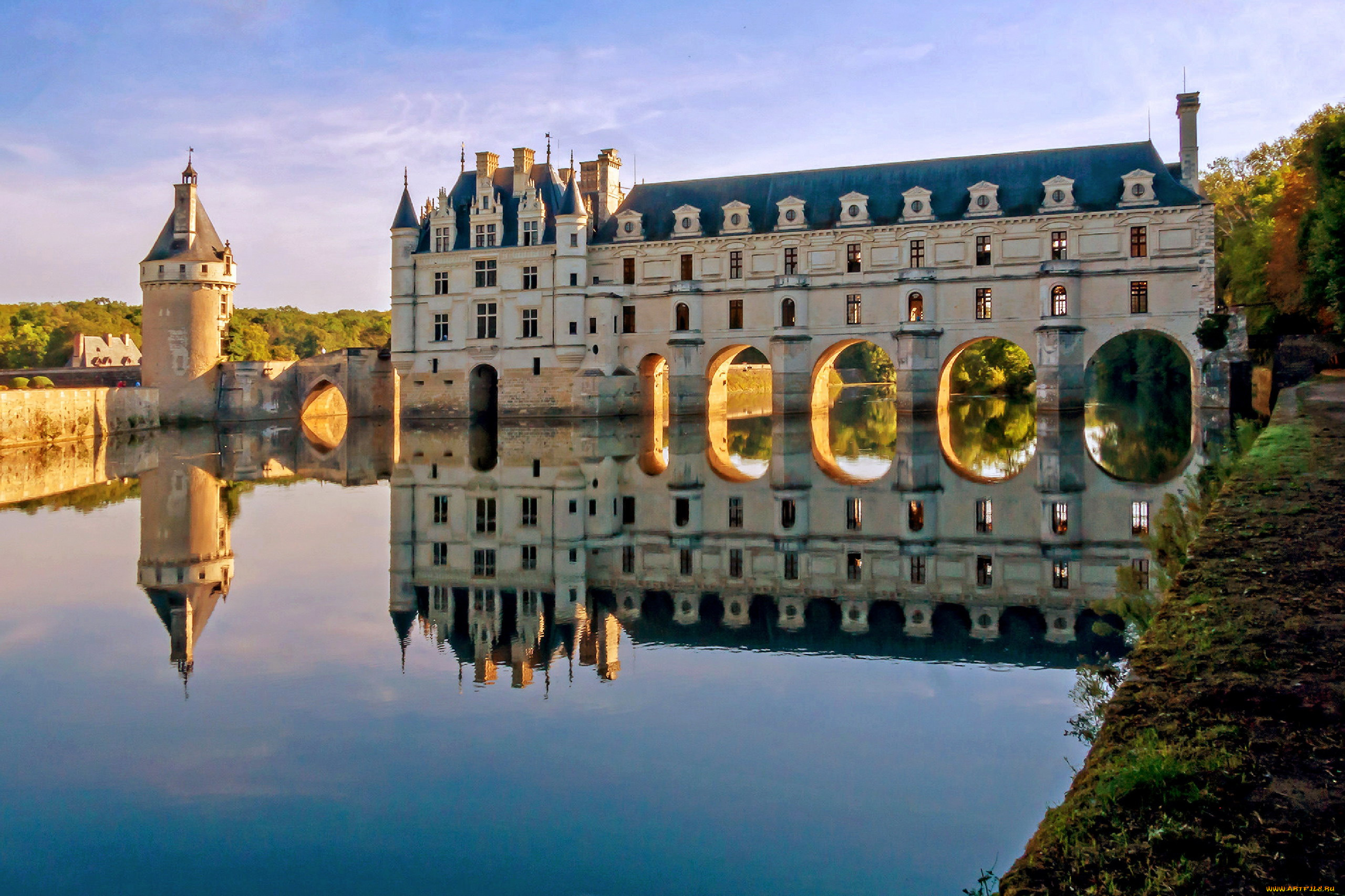 города, замок, шенонсо, , франция, chateau, de, chenonceau, france