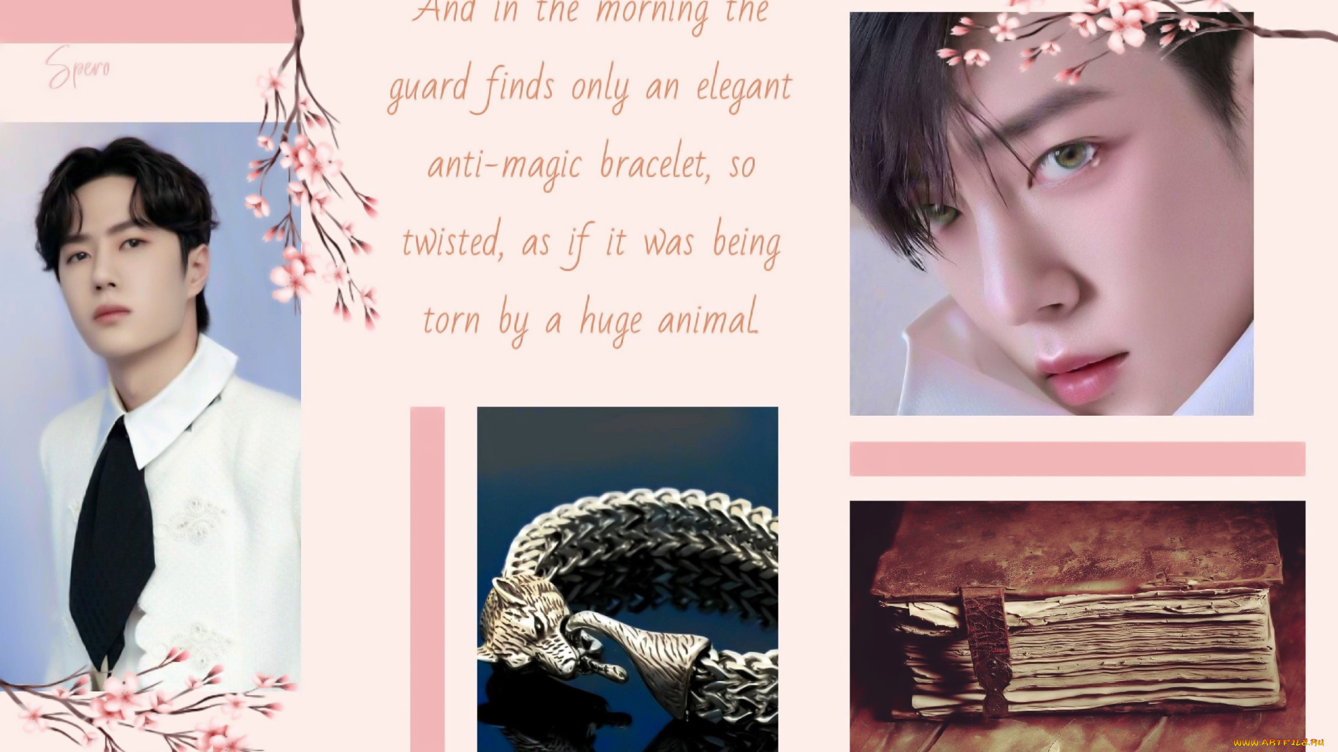 разное, знаменитости, актеры, коллаж, ван, ибо, сяо, чжань, книга, браслет