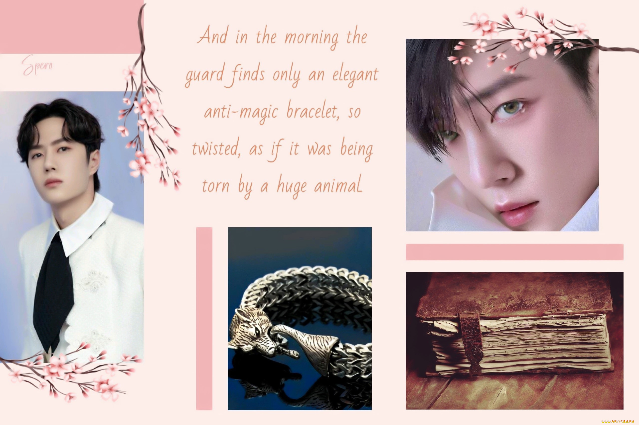 разное, знаменитости, актеры, коллаж, ван, ибо, сяо, чжань, книга, браслет