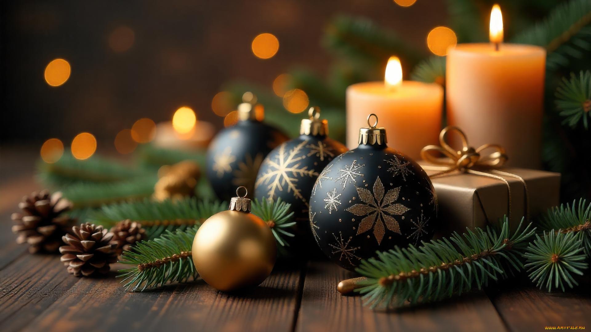 праздничные, новогодние, свечи, новогодняя